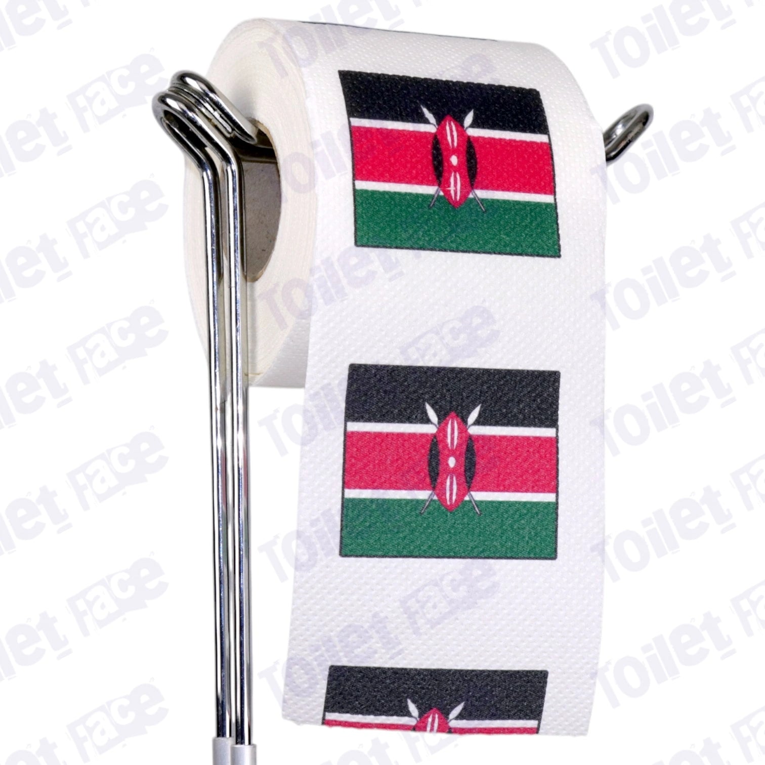 kenya flag novelty toilet paper on a holder