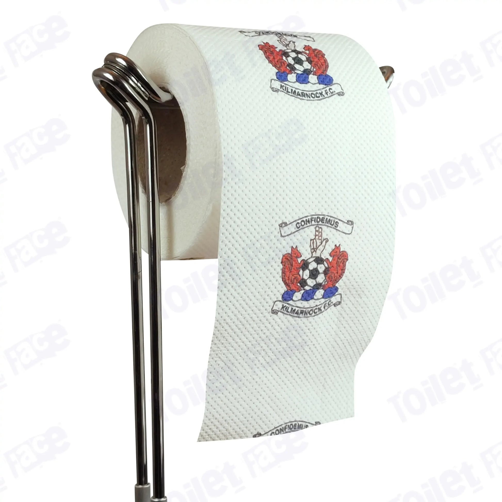 Kilmarnock Novelty Toilet Paper Product Image On A Stand|Kilmarnock Novelty Toilet Paper Product Image On It's Side|||||||||||||||