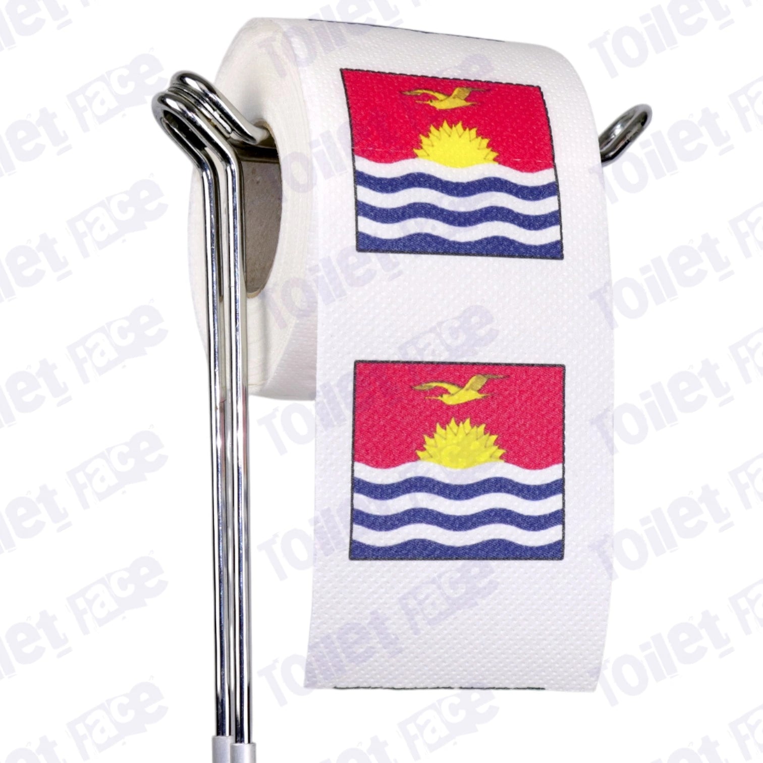 kiribati flag novelty toilet paper on a holder