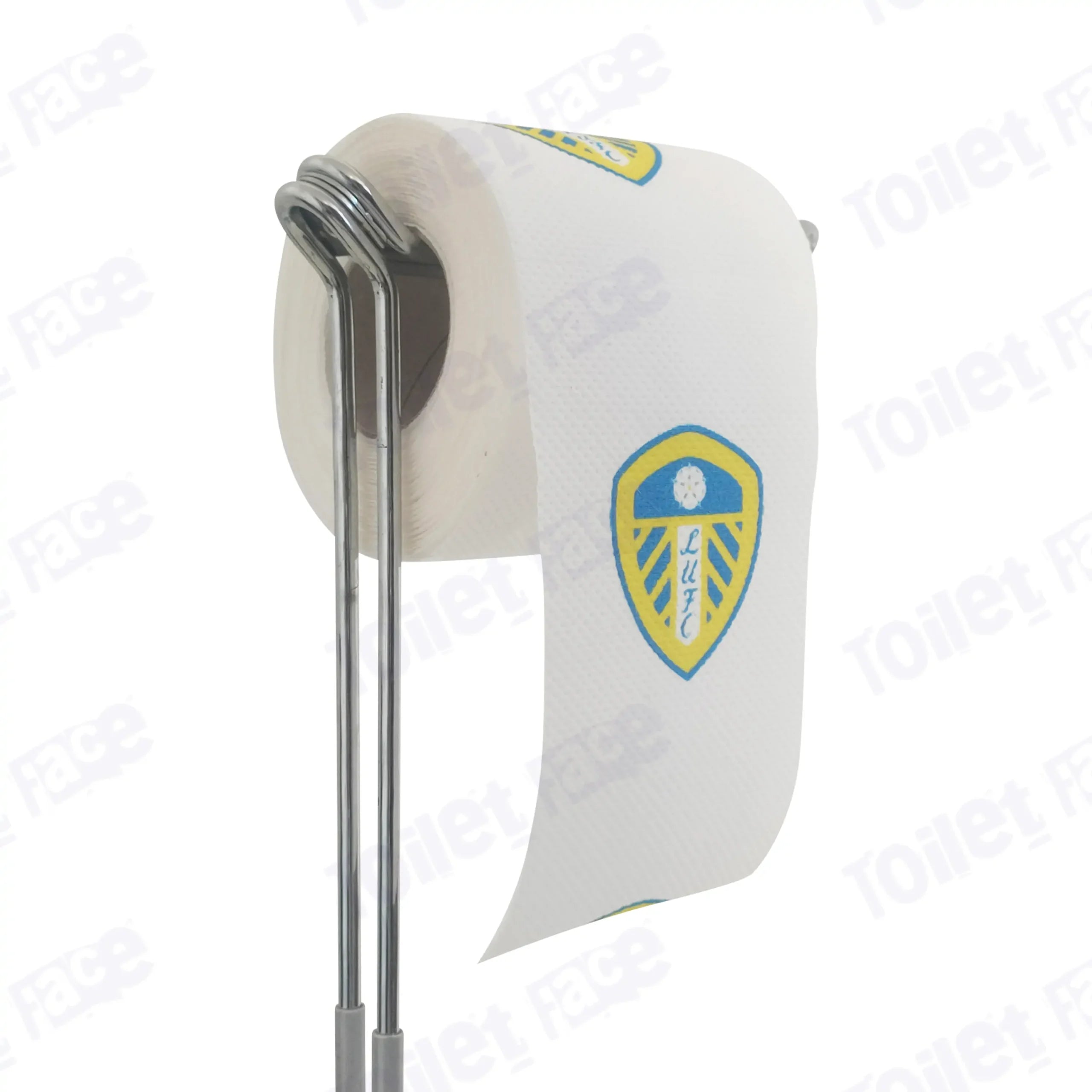 Leeds United Novelty Toilet Paper Product Image On A Stand|Leeds United Novelty Toilet Paper Product Image On It's Side|||||||||||||||||||||||