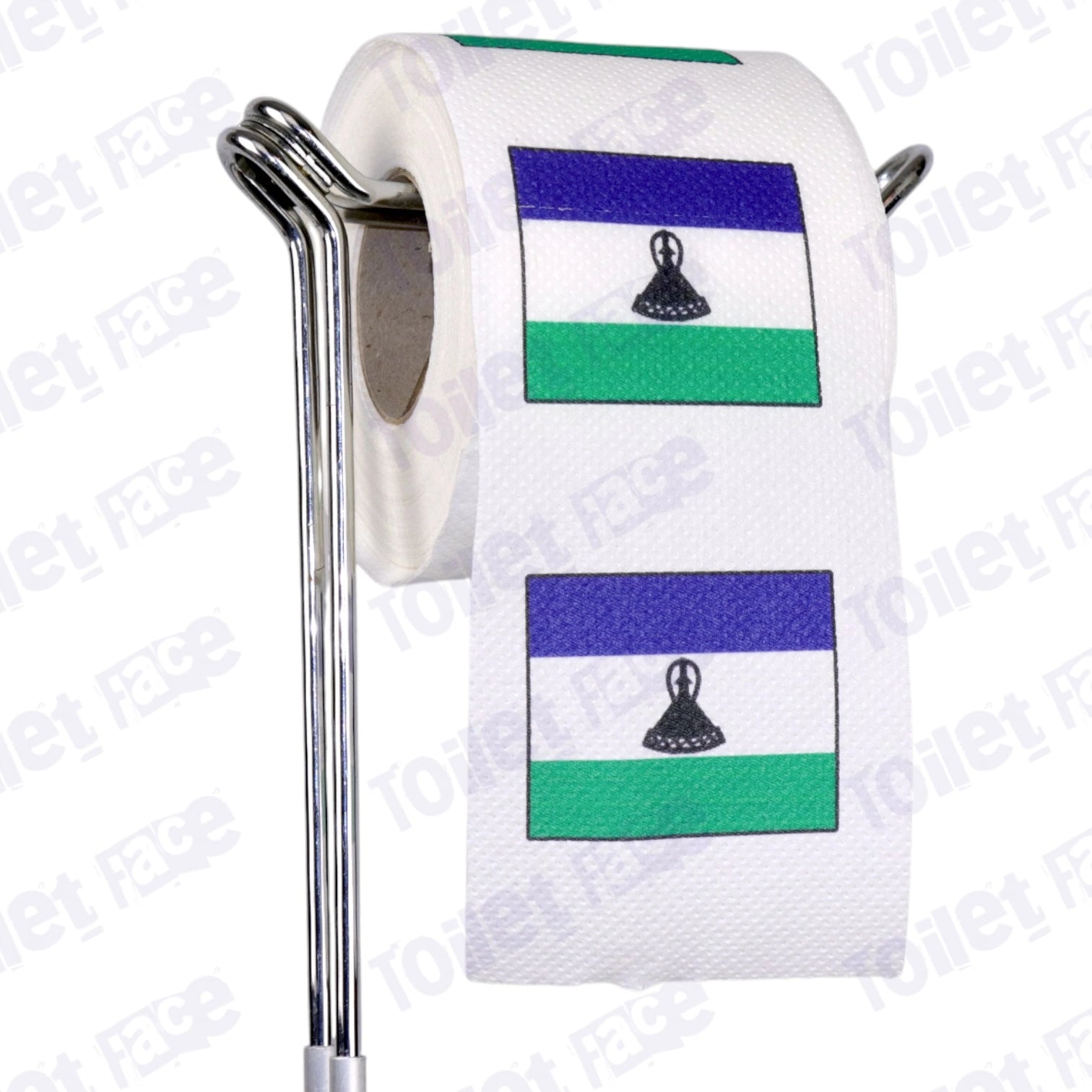 lesotho flag novelty toilet paper on a holder