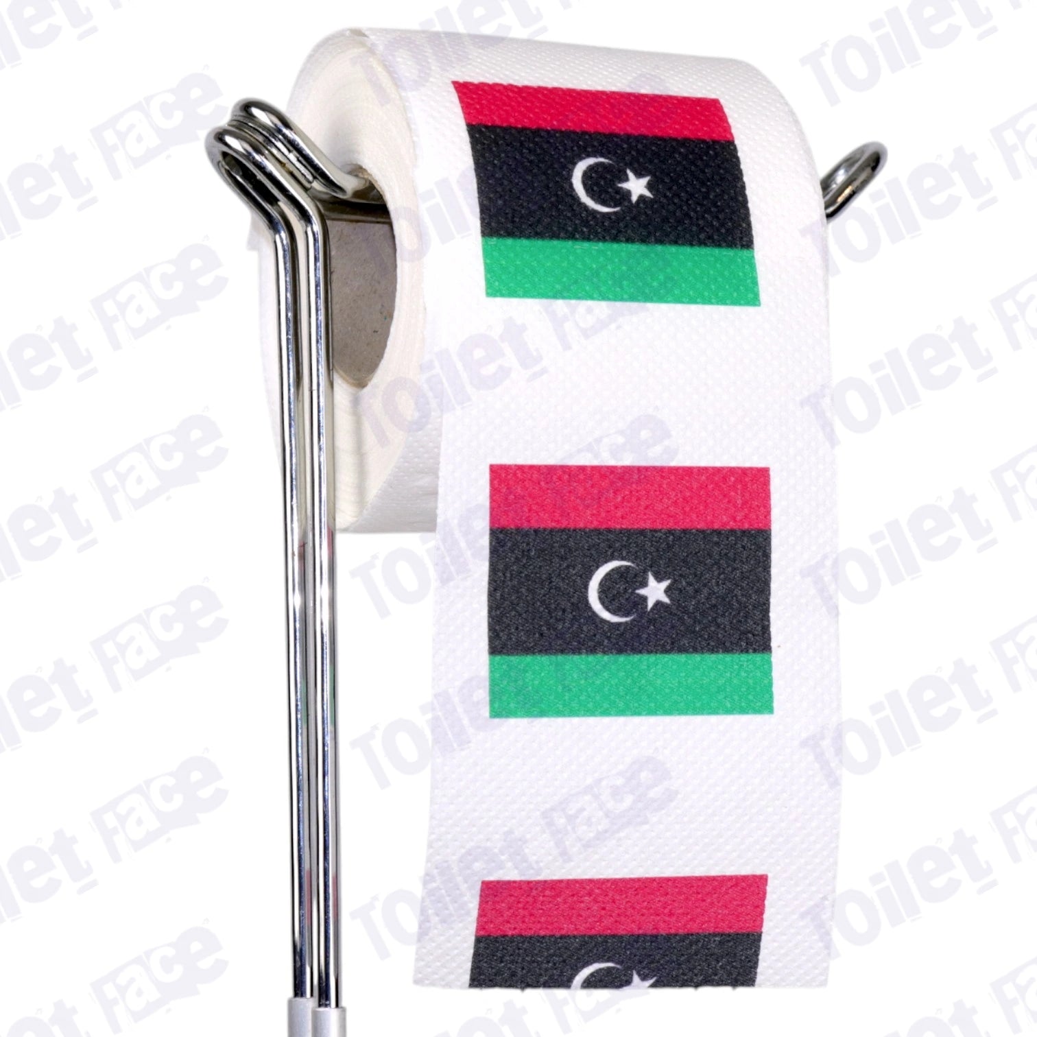 libya flag novelty toilet paper on a holder