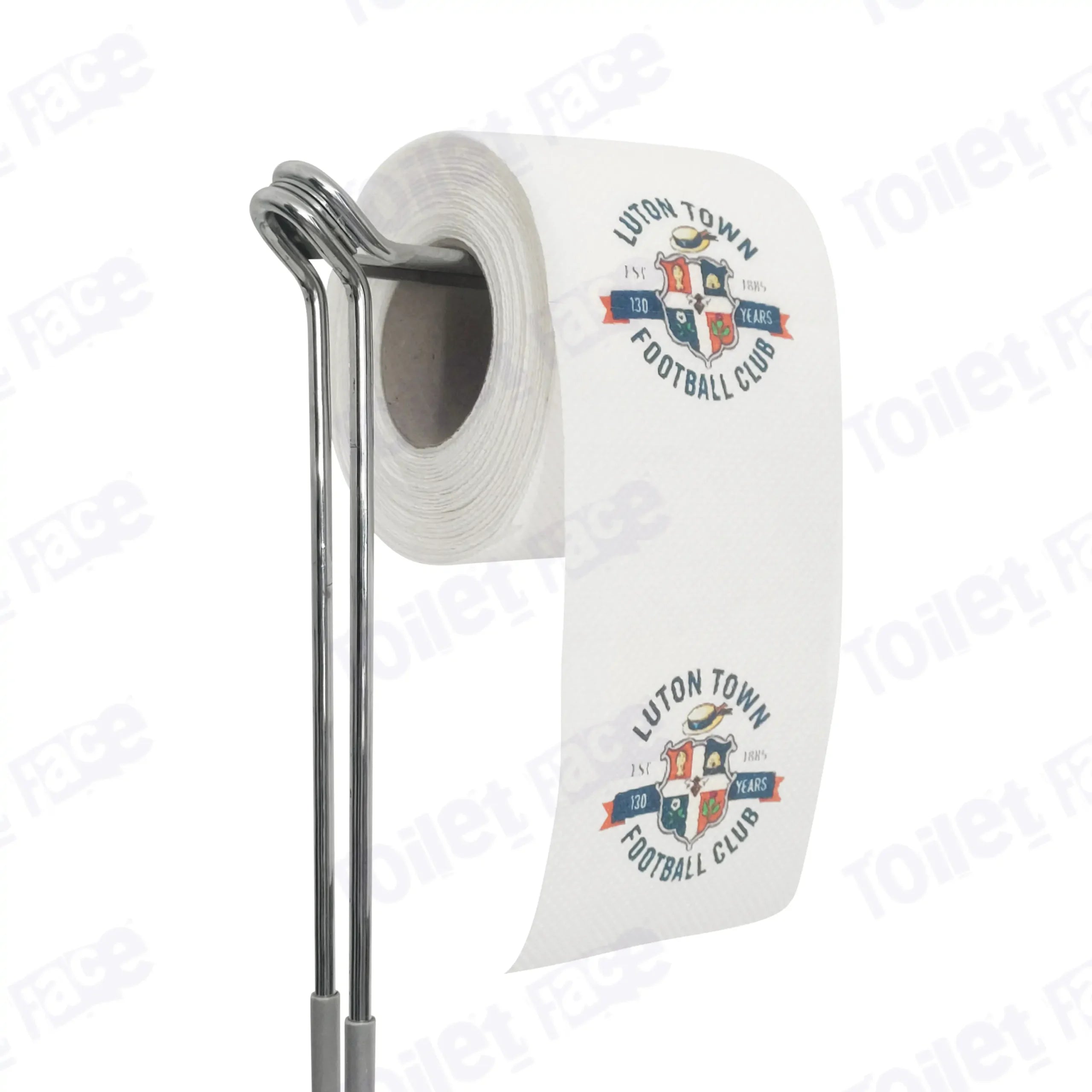 Luton Town Novelty Toilet Paper Product Image On A Stand|Luton Town Novelty Toilet Paper Product Image On It's Side|||||||||||||||||||||||