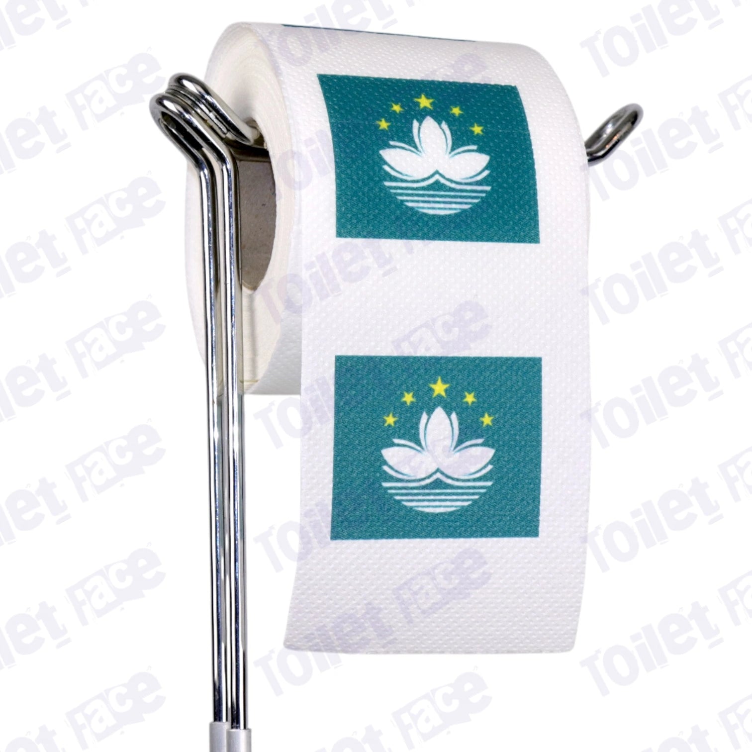 macau flag novelty toilet paper on a holder