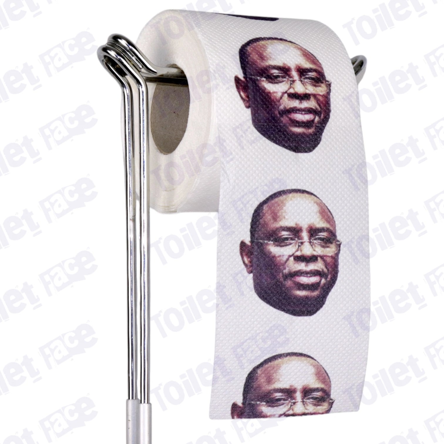 Macky Sall Novelty Toilet Paper Product Image On A Stand