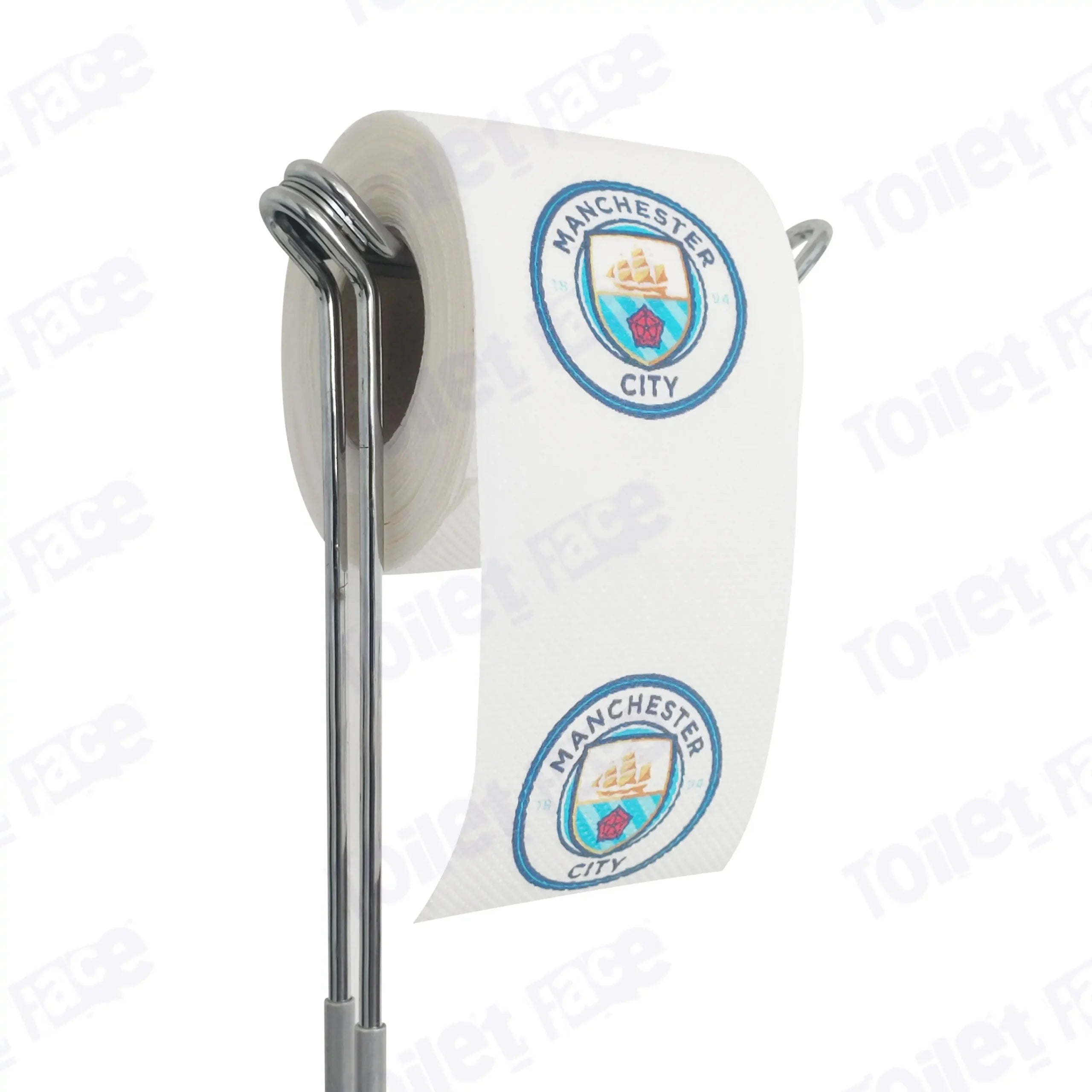 Manchester City Novelty Toilet Paper Product Image On A Stand|Manchester City Novelty Toilet Paper Product Image On It's Side|||||||||||||||||||||||