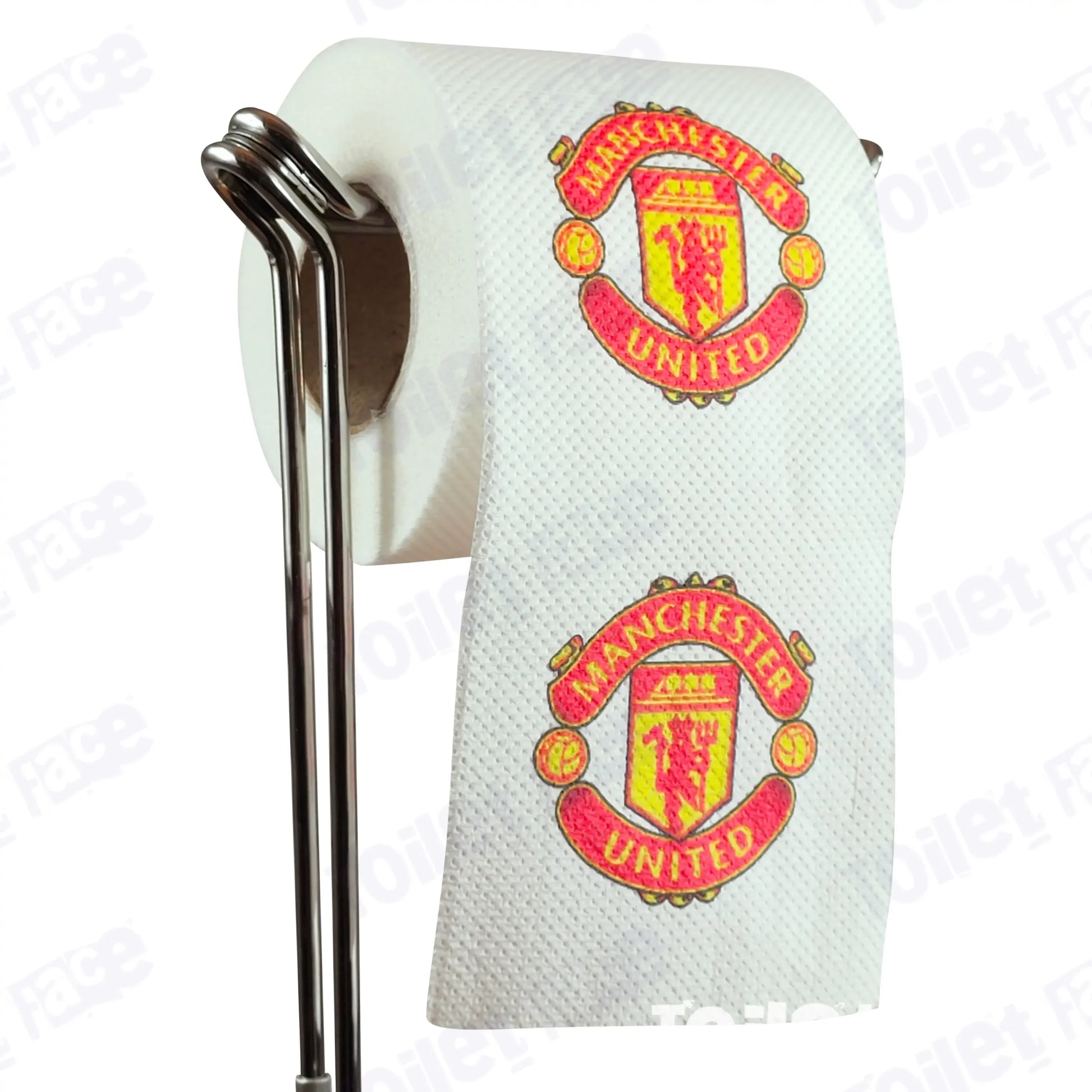 Manchester United Novelty Toilet Paper Product Image On A Stand|Manchester United Novelty Toilet Paper Product Image On It's Side||||||||||||||||