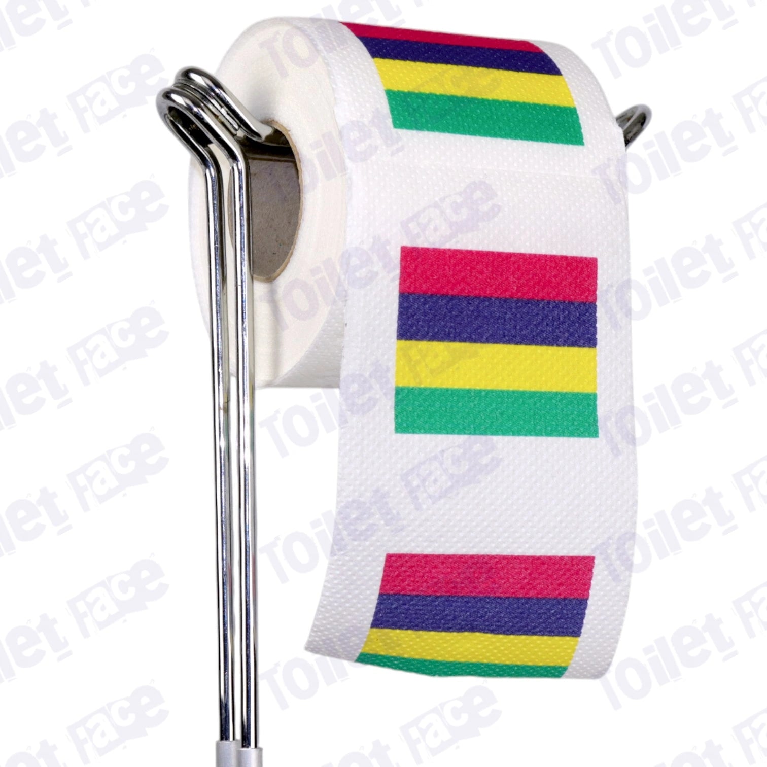 mauritius flag novelty toilet paper on a holder