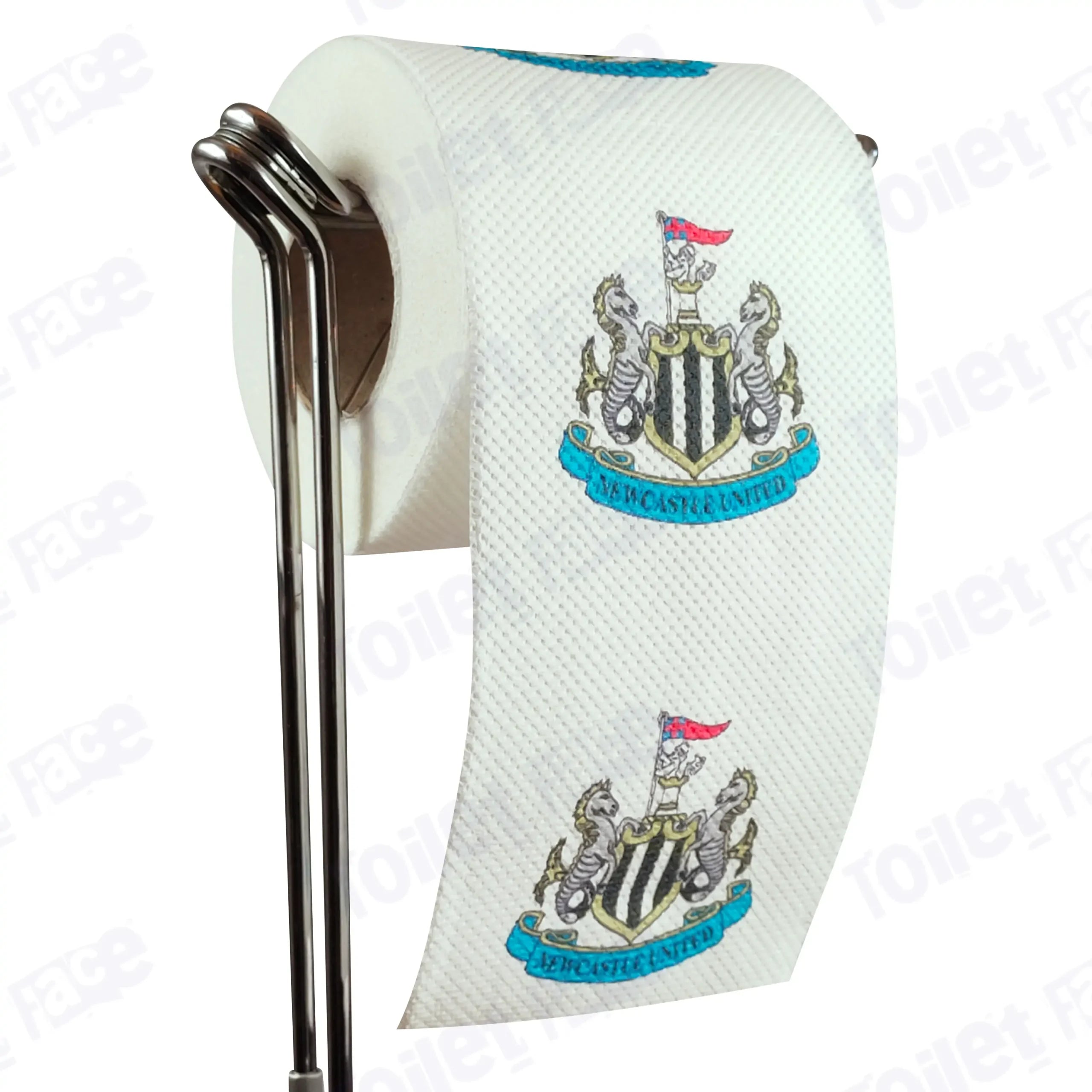 Newcastle United Novelty Toilet Paper Product Image On A Stand|Newcastle United Novelty Toilet Paper Product Image On It's Side|||||||||||||||