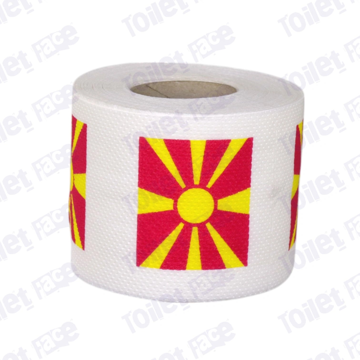 north macedonia flag printed on novelty toilet paper roll