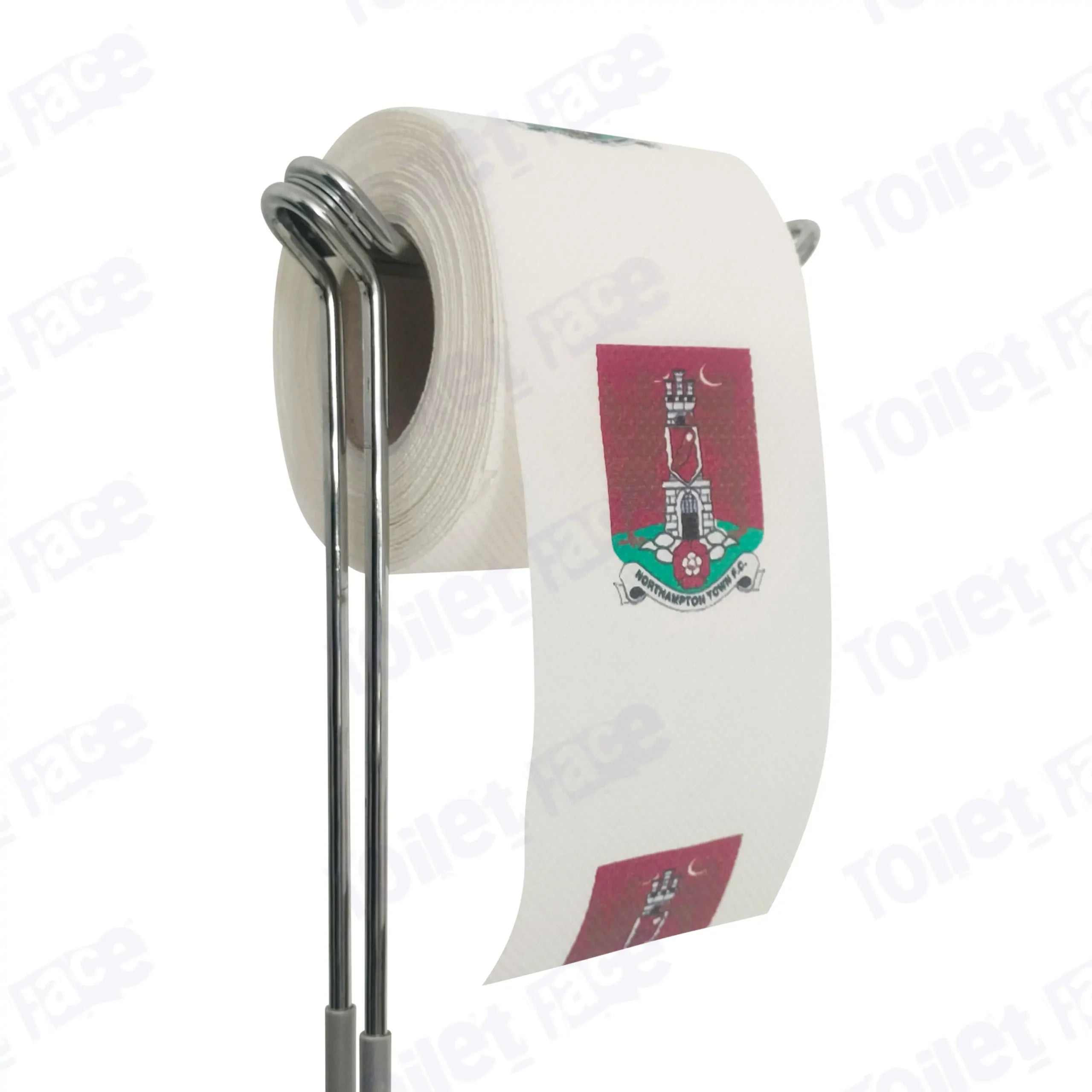 Northampton Town Novelty Toilet Paper Product Image On A Stand|Northampton Town Novelty Toilet Paper Product Image On It's Side|||||||||||||||