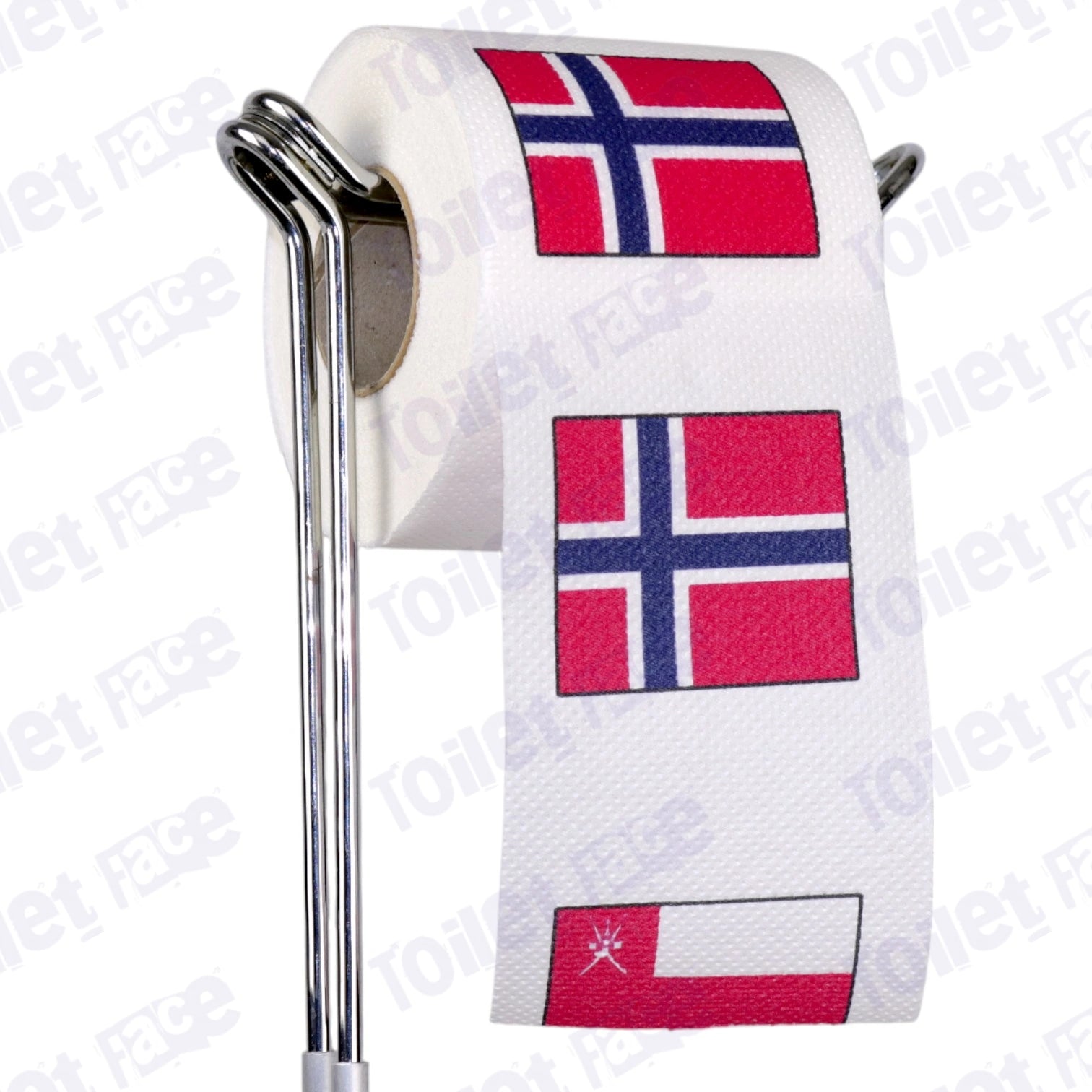norway flag novelty toilet paper on a holder