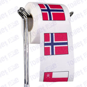 norway flag novelty toilet paper on a holder