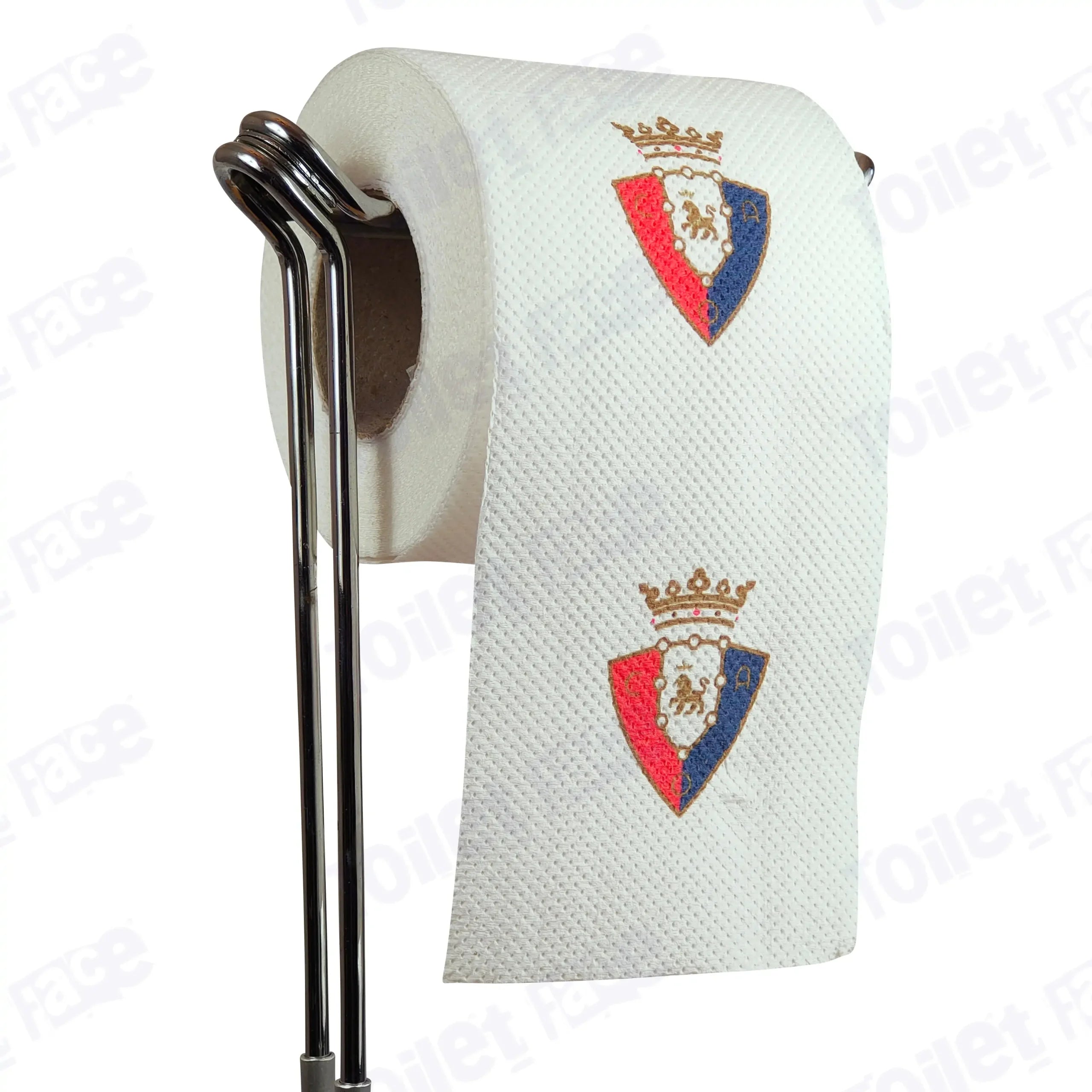 Osasuna Novelty Toilet Paper Product Image On A Stand|Osasuna Novelty Toilet Paper Product Image On It's Side|||||||||||||||
