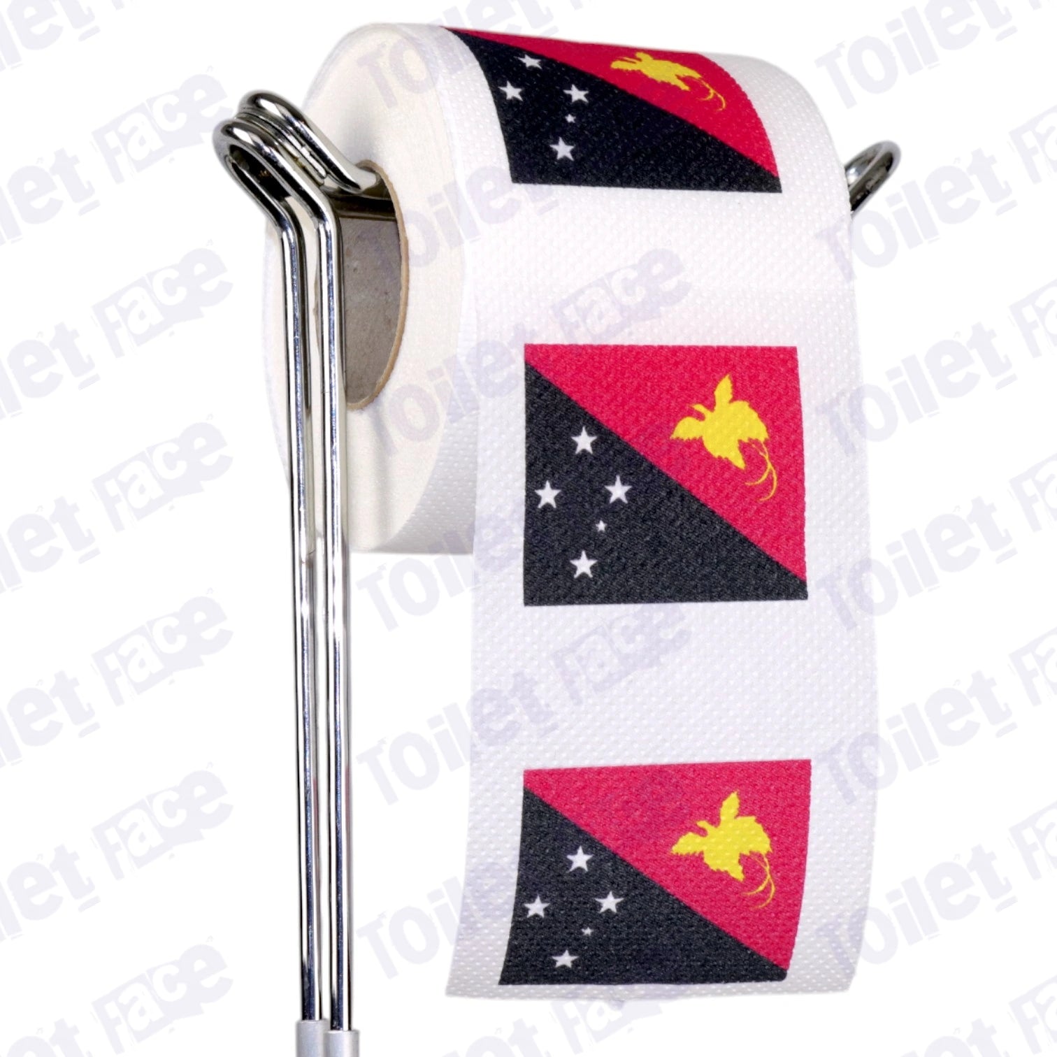 papua new guinea flag novelty toilet paper on a holder
