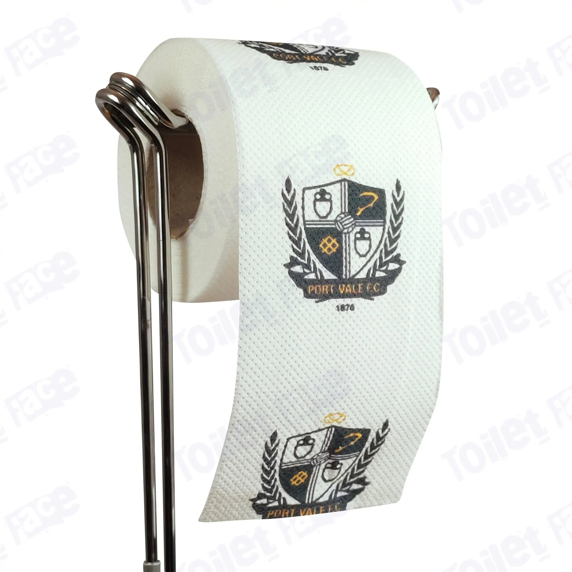 Port Vale Novelty Toilet Paper Product Image On A Stand|Port Vale Novelty Toilet Paper Product Image On It's Side|||||||||||||||||||||||