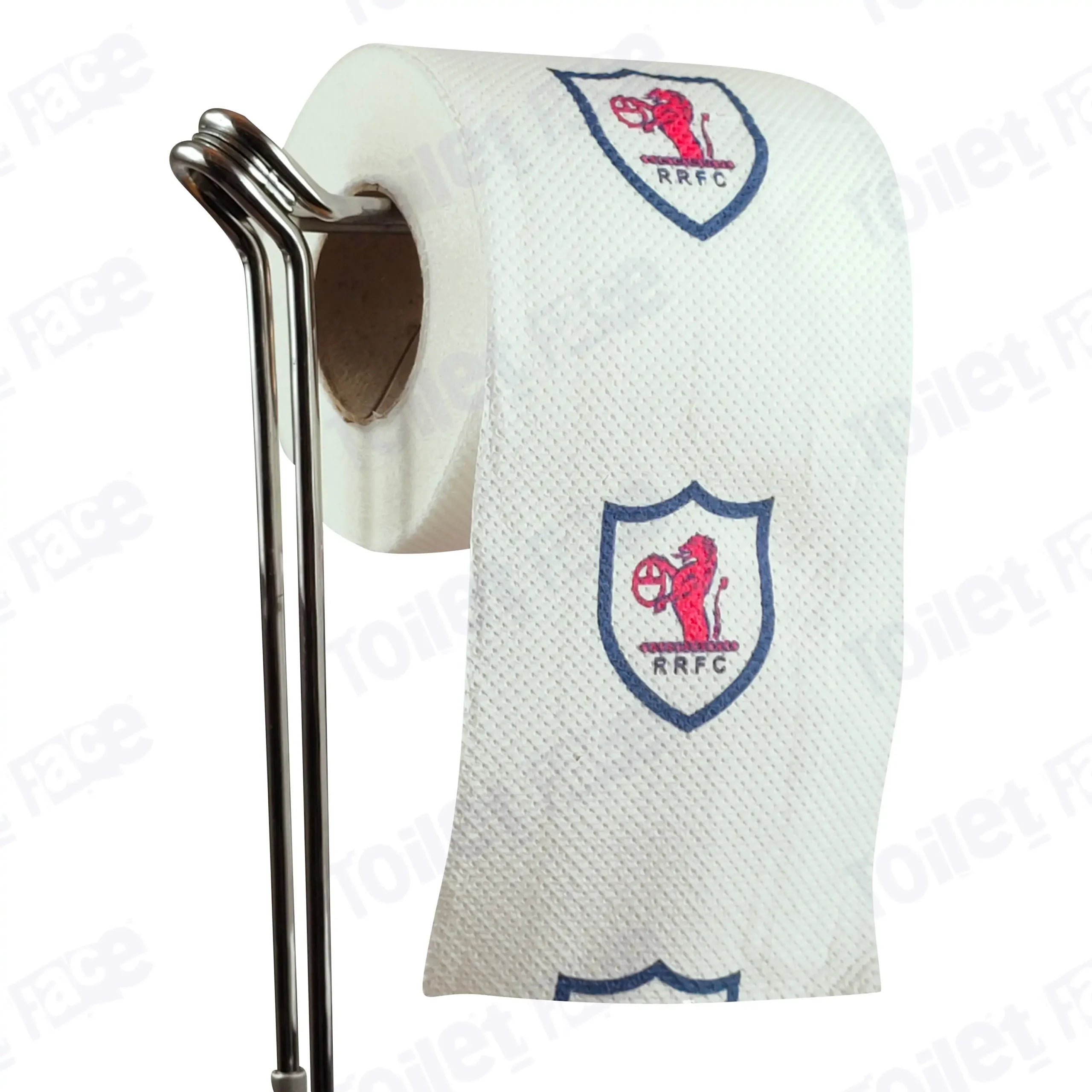 Raith Rovers Novelty Toilet Paper Product Image On A Stand|Raith Rovers Novelty Toilet Paper Product Image On It's Side|||||||||||||||||||||||