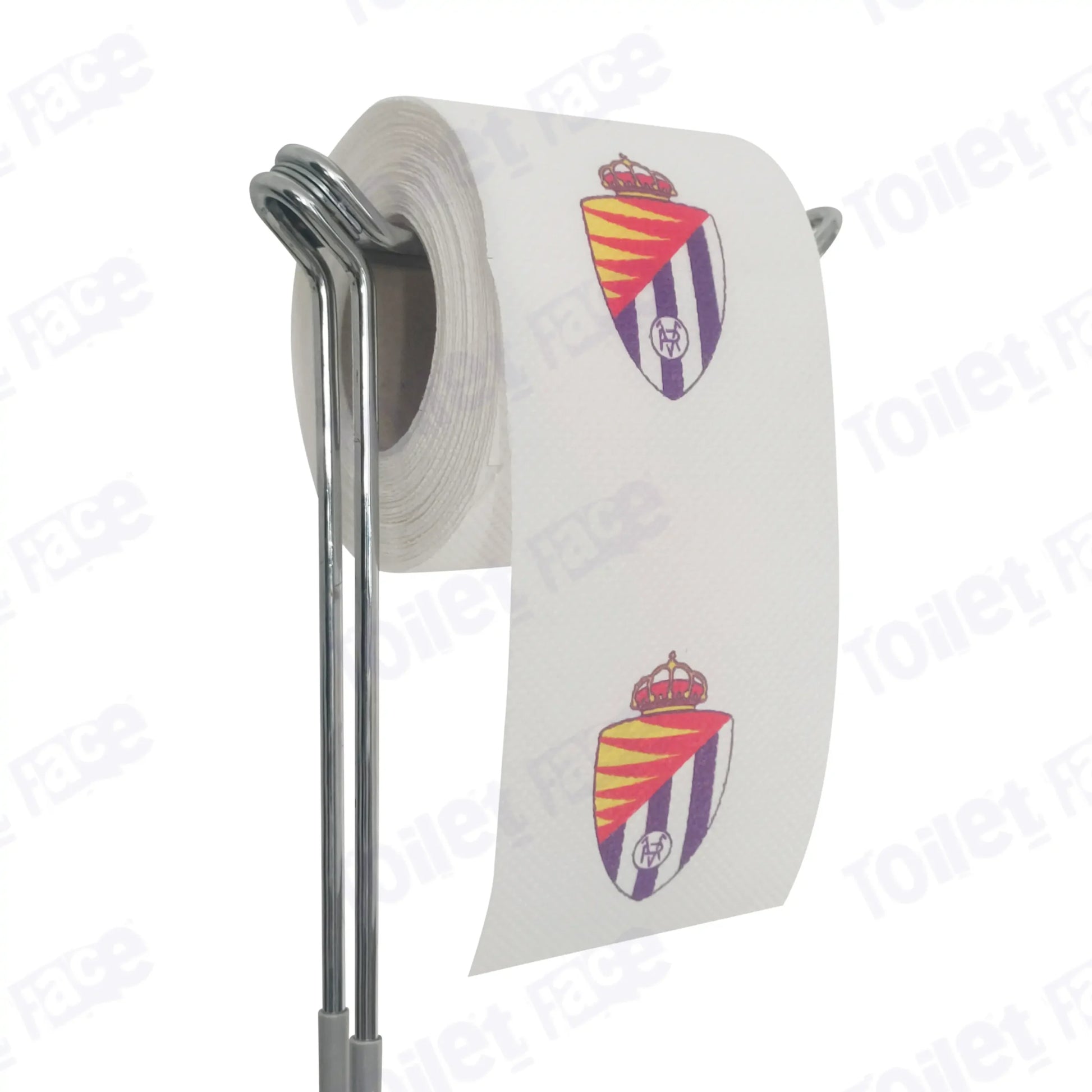 Real Valladolid Novelty Toilet Paper Product Image On A Stand|Real Valladolid Novelty Toilet Paper Product Image On It's Side|||||||||||||||