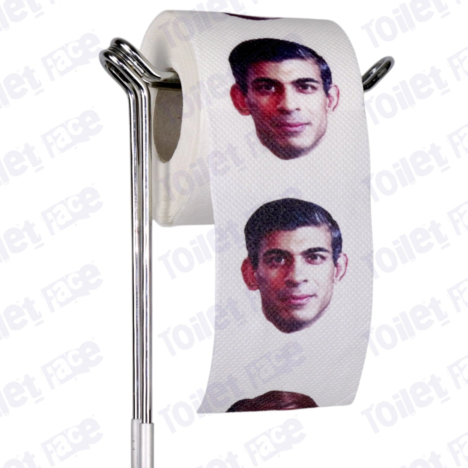 Rishi Sunak Novelty Toilet Paper Product Image On A Stand