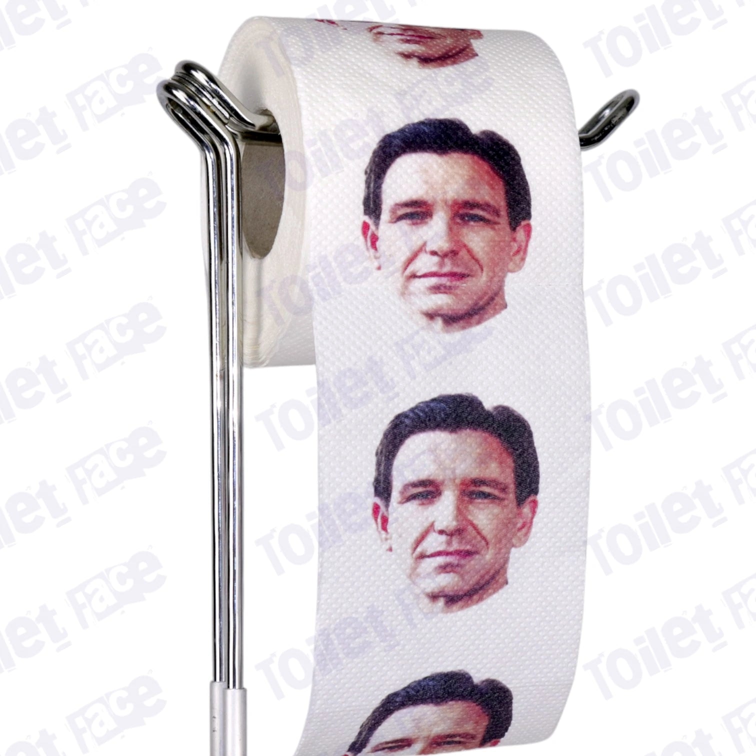 Ron DeSantis Novelty Toilet Paper Product Image On A Stand