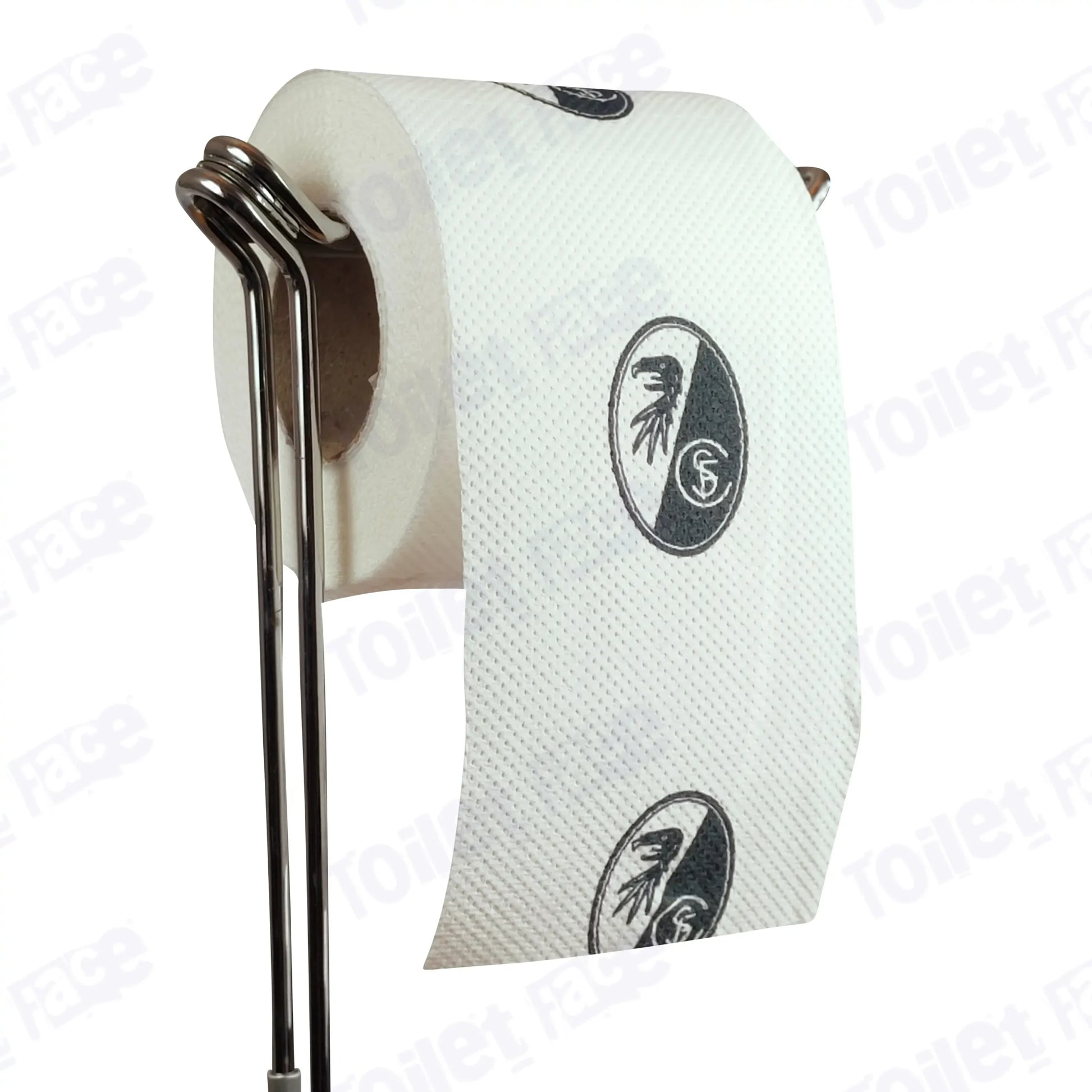 SC Freiburg Novelty Toilet Paper Product Image On A Stand|SC Freiburg Novelty Toilet Paper Product Image On It's Side|||||||||||||||