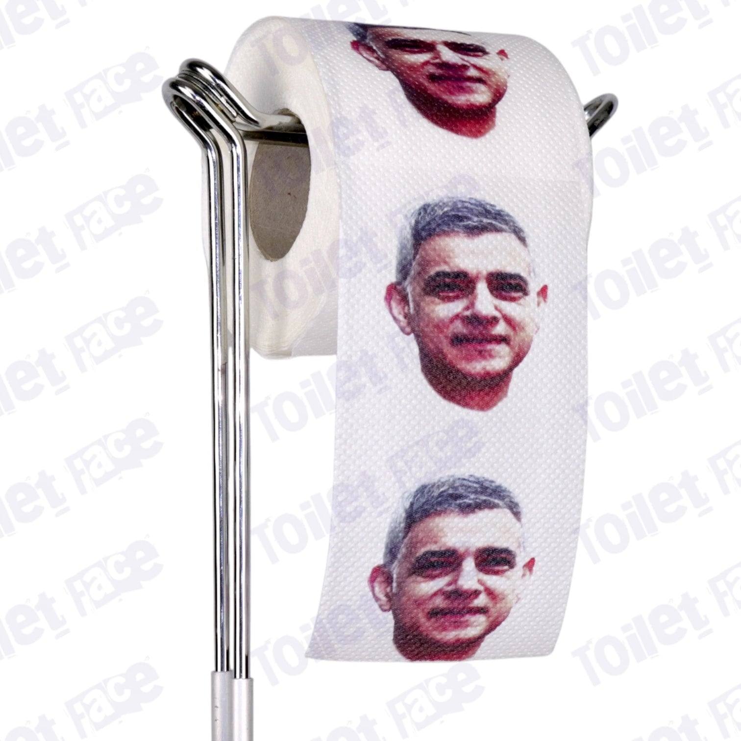 Sadiq Khan Novelty Toilet Paper Product Image On A Stand