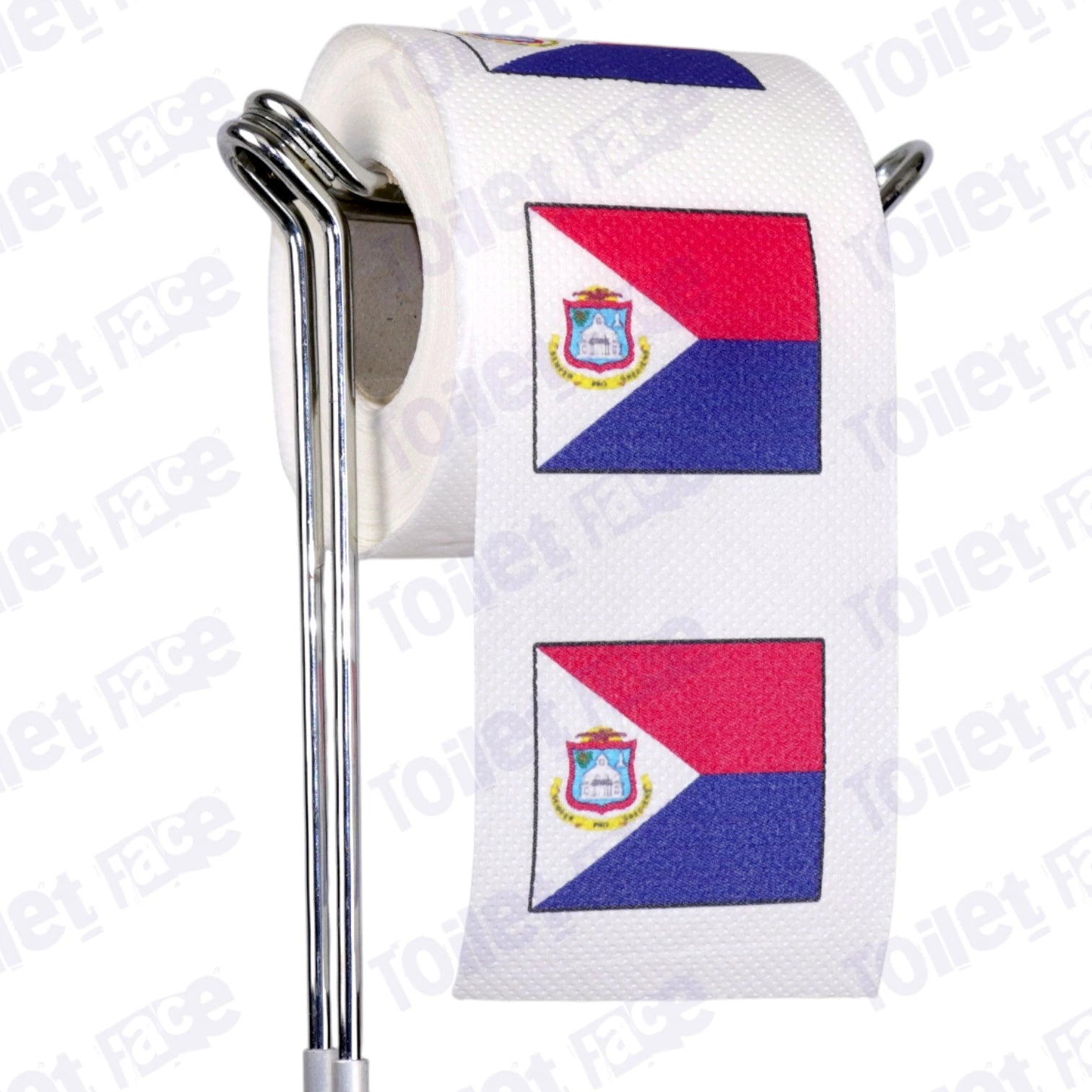 saint martin flag novelty toilet paper on a holder
