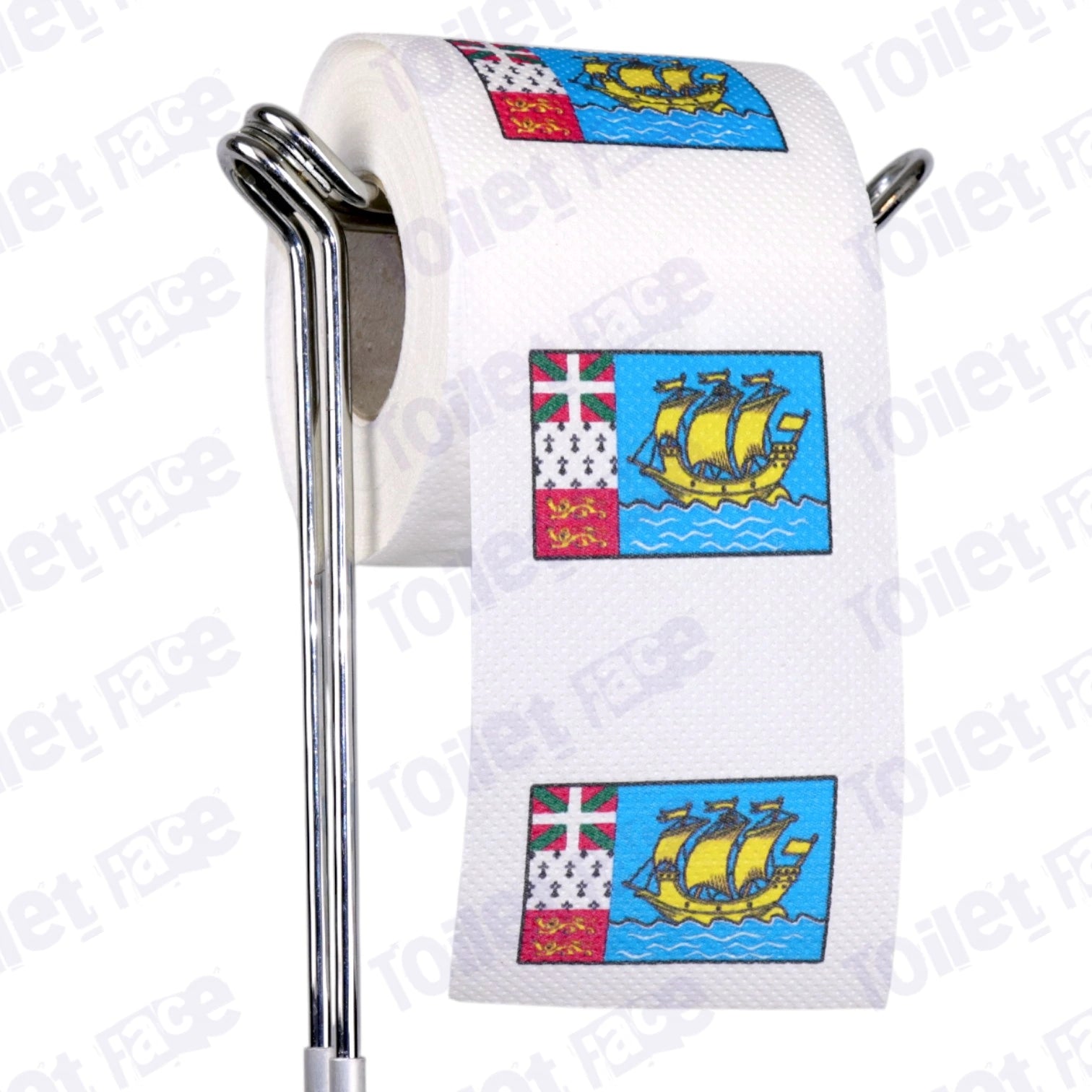 saint pierre and miquelon flag novelty toilet paper on a holder