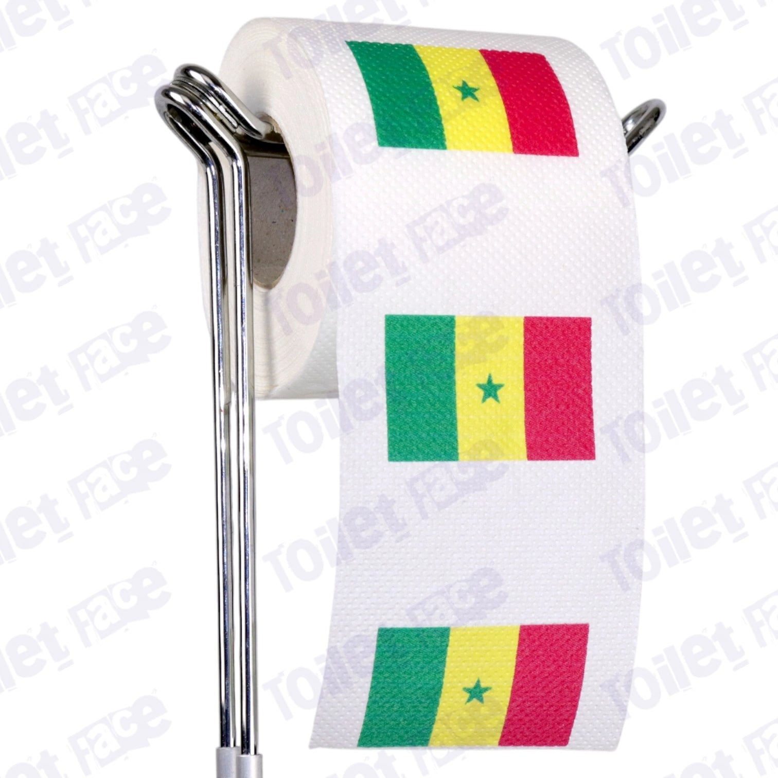 senegal flag novelty toilet paper on a holder