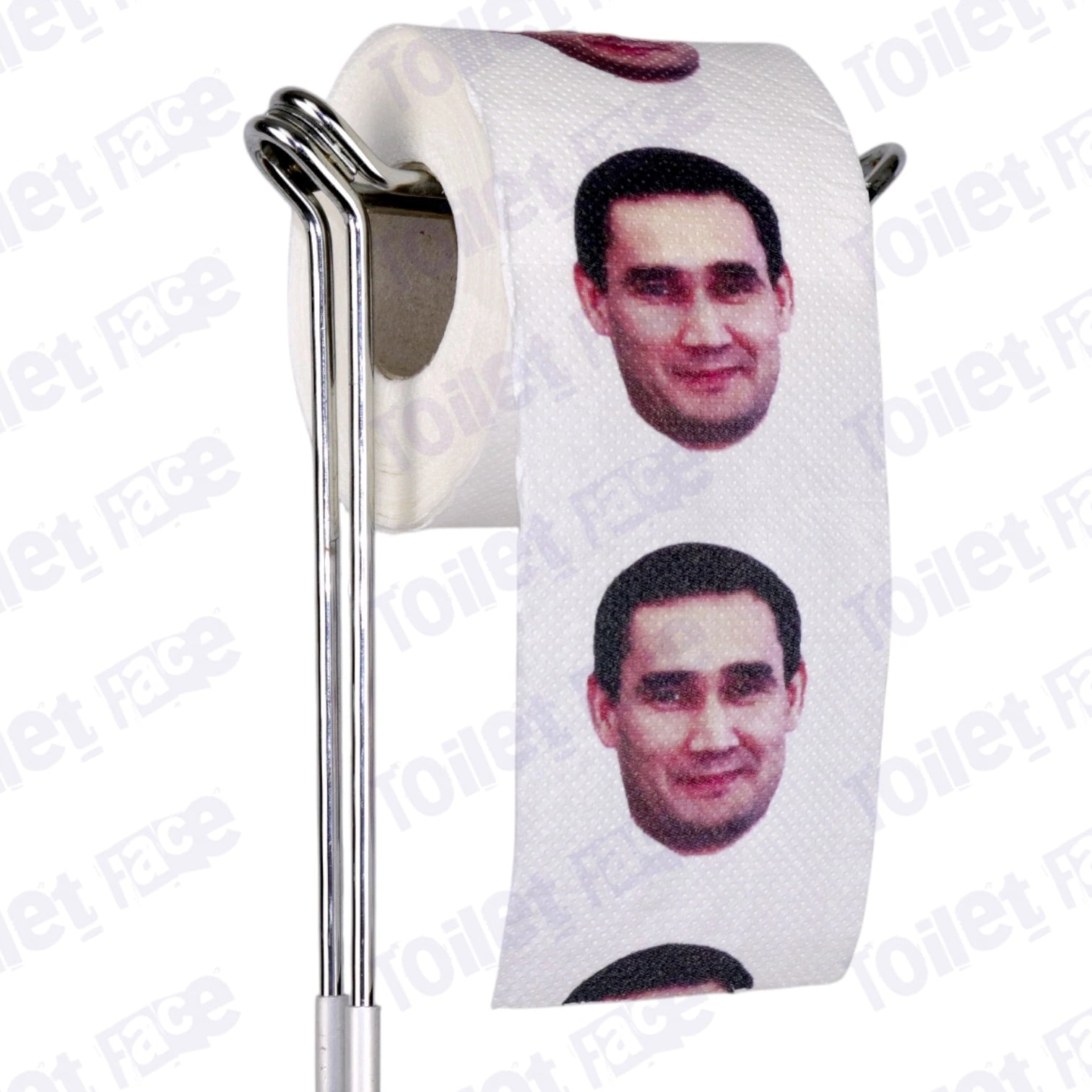 Serdar Berdimuhamedow Novelty Toilet Paper Product Image On A Stand