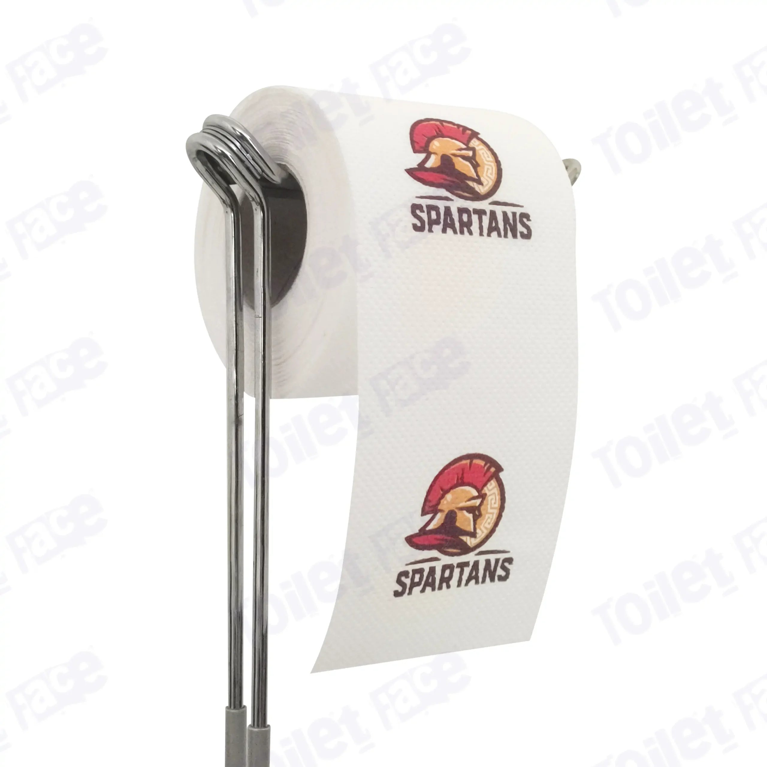Spartans Novelty Toilet Paper Product Image On A Stand|Spartans Novelty Toilet Paper Product Image On It's Side|||||||||||||||