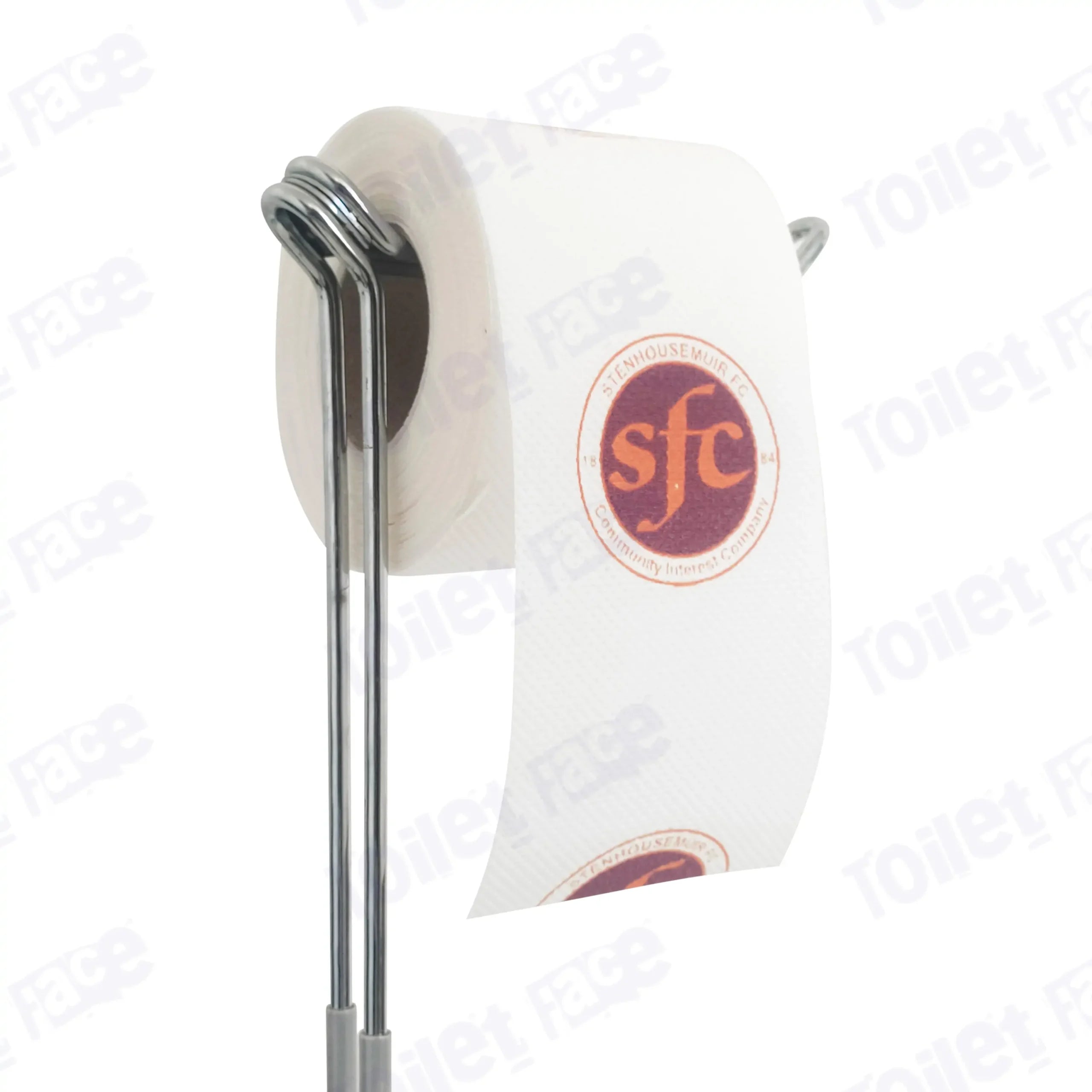 Stenhousemuir Novelty Toilet Paper Product Image On A Stand|Stenhousemuir Novelty Toilet Paper Product Image On It's Side|||||||||||||||