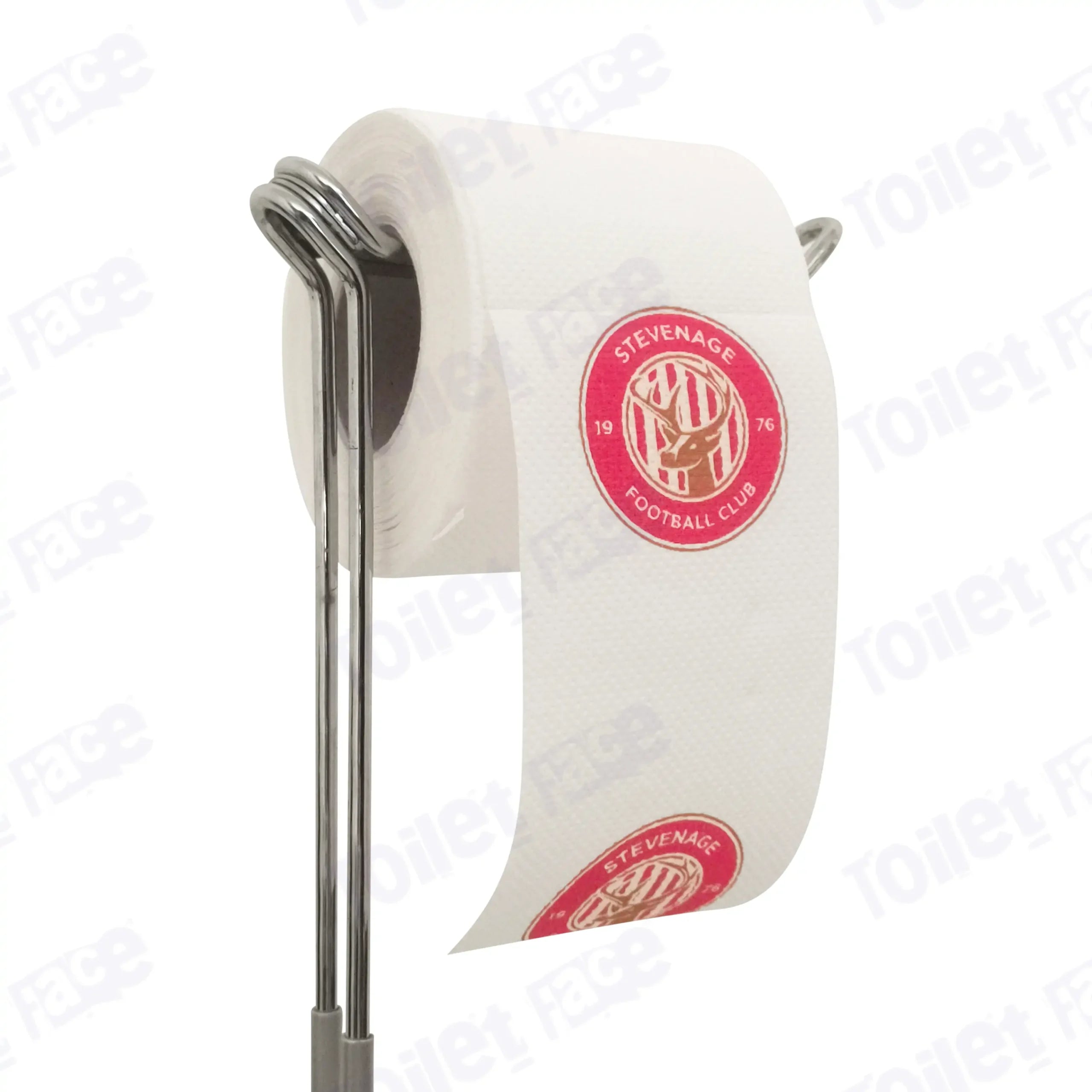 Stevenage Novelty Toilet Paper Product Image On A Stand|Stevenage Novelty Toilet Paper Product Image On It's Side|||||||||||||||||||||||