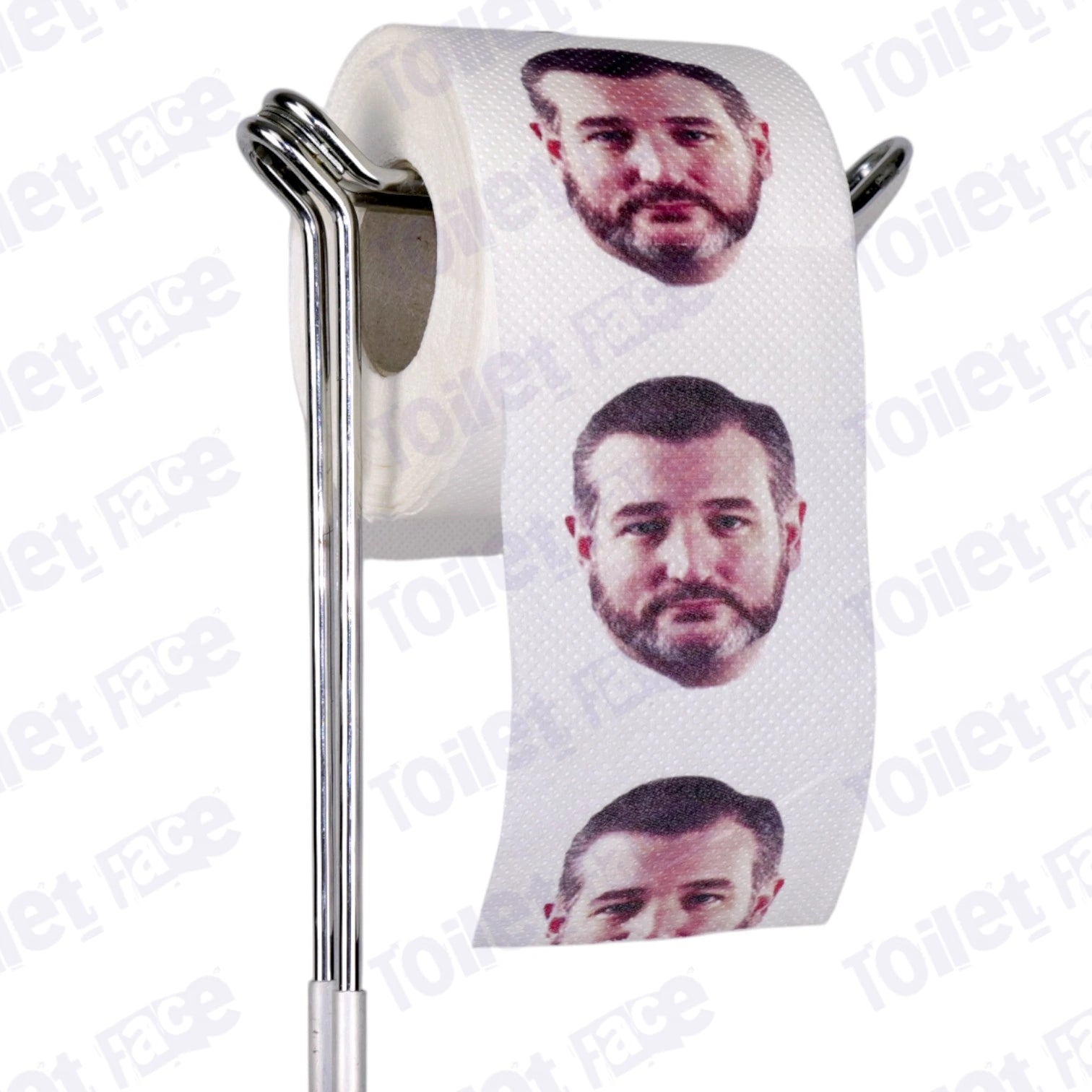 Ted Cruz Novelty Toilet Paper Product Image On A Stand