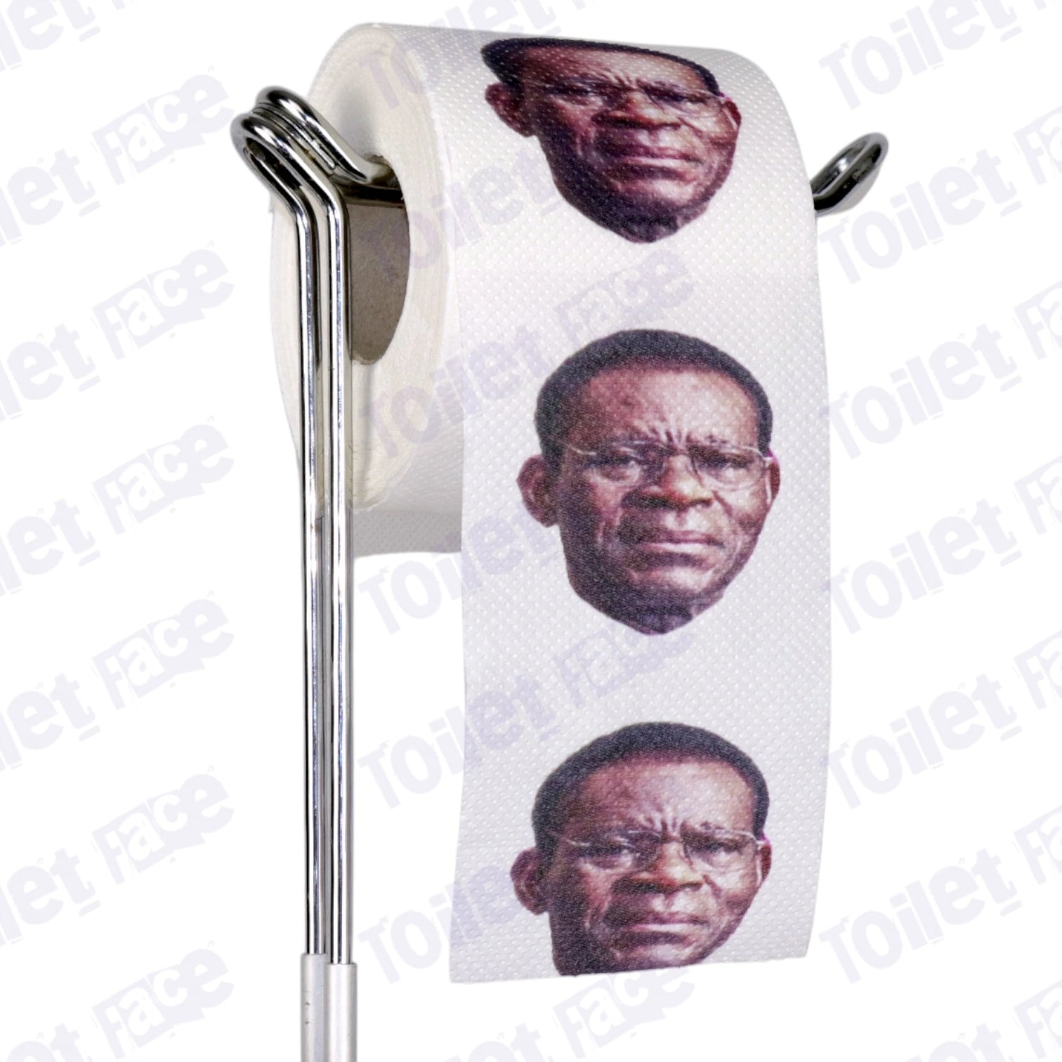 Teodoro Obiang Nguema Mbasogo Novelty Toilet Paper Product Image On A Stand