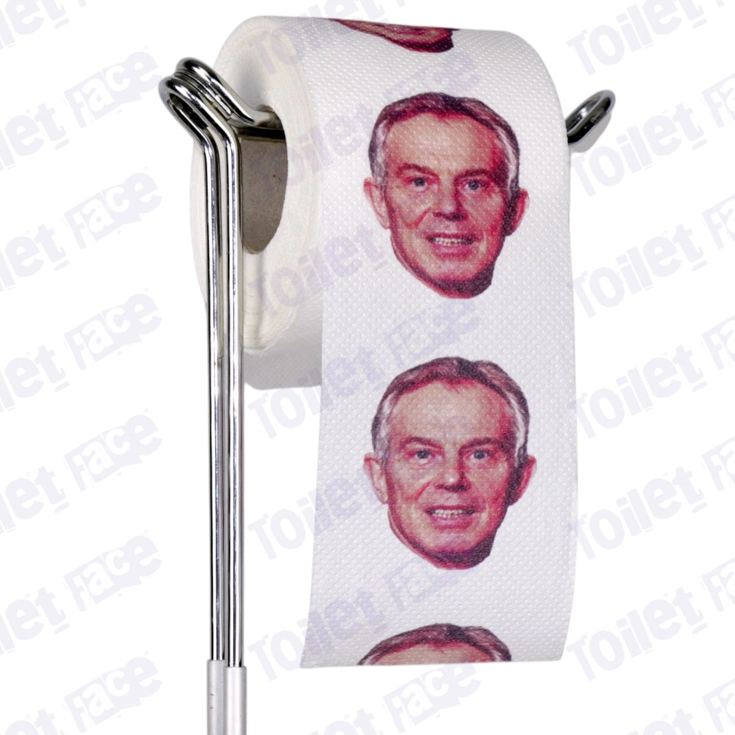 Tony Blair Novelty Toilet Paper Product Image On A Stand