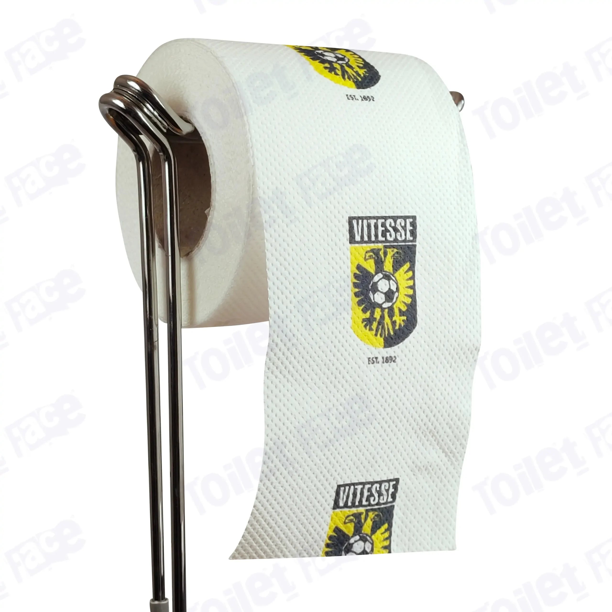 Vitesse Arnhem Novelty Toilet Paper Product Image On A Stand|Vitesse Arnhem Novelty Toilet Paper Product Image On It's Side|||||||||||||||