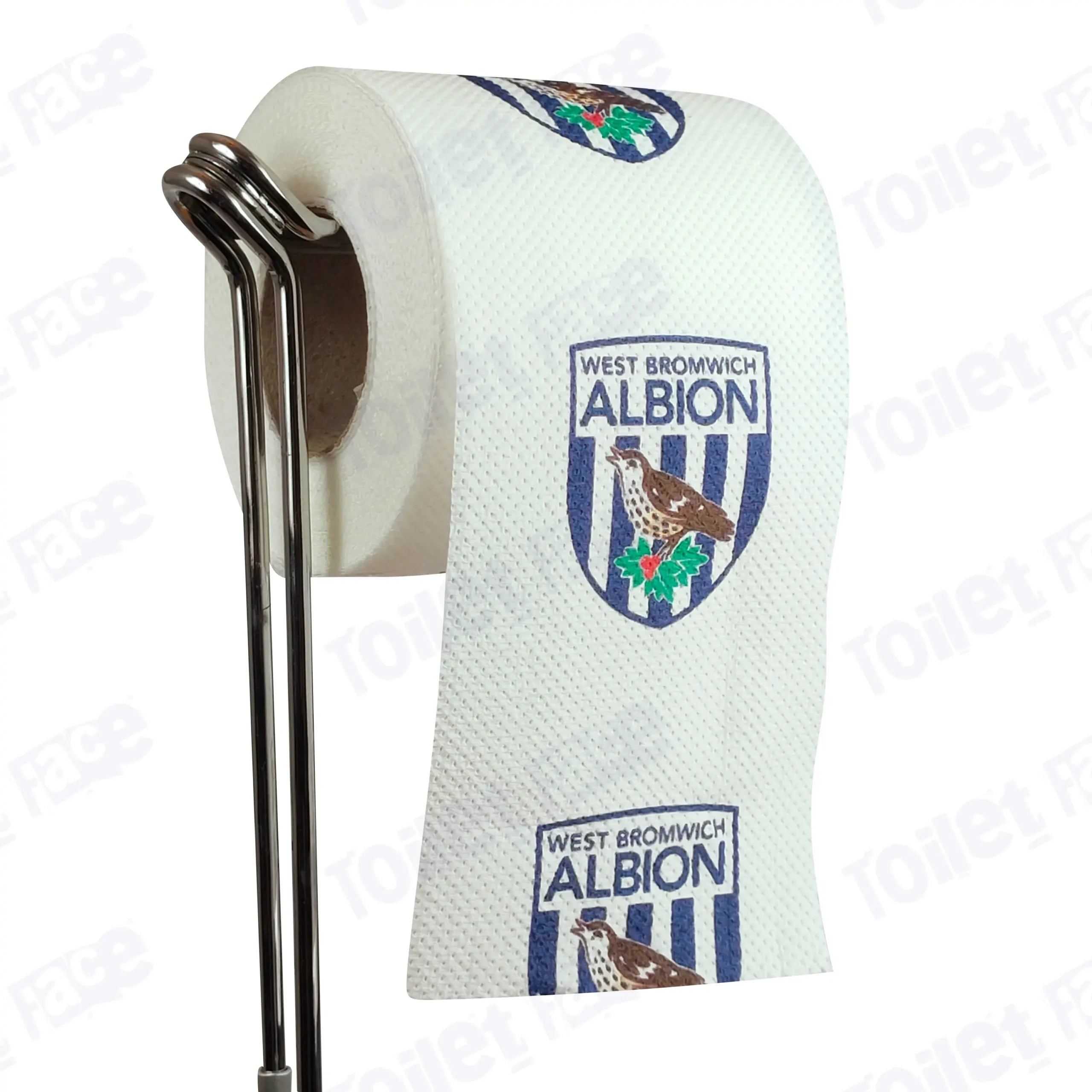 West Bromwich Albion Novelty Toilet Paper Product Image On A Stand|West Bromwich Albion Novelty Toilet Paper Product Image On It's Side|||||||||||||||