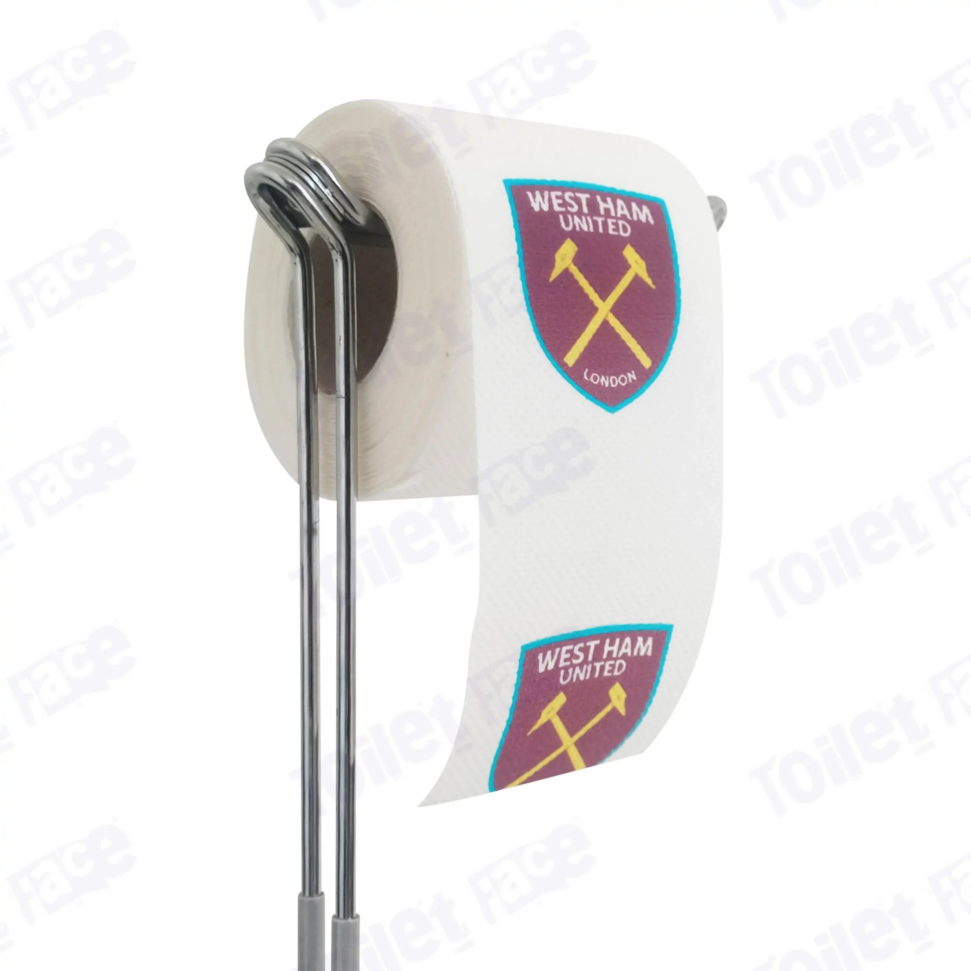 West Ham United Novelty Toilet Paper Product Image On A Stand|West Ham United Novelty Toilet Paper Product Image On It's Side|||||||||||||||||||||||