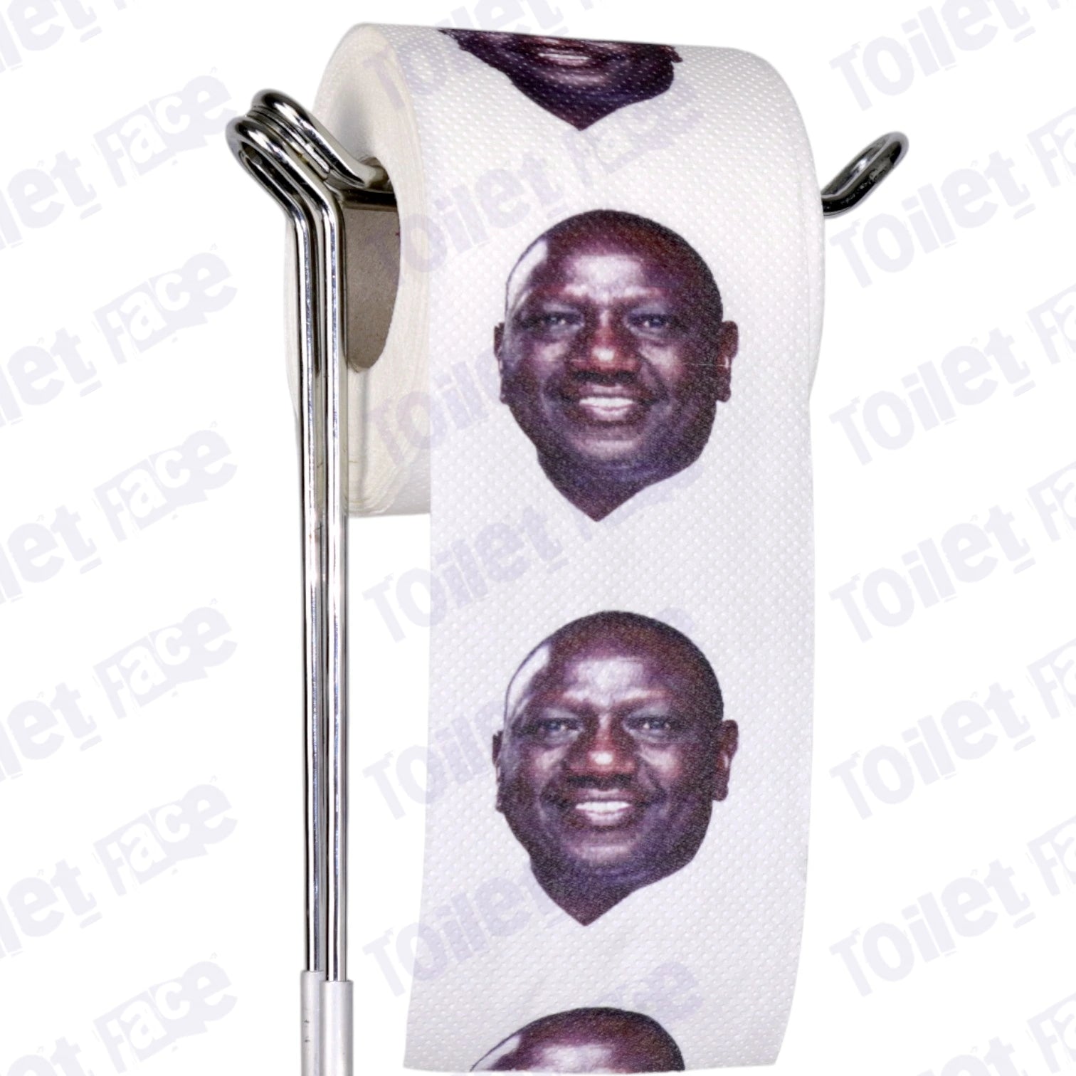 William Ruto Novelty Toilet Paper Product Image On A Stand