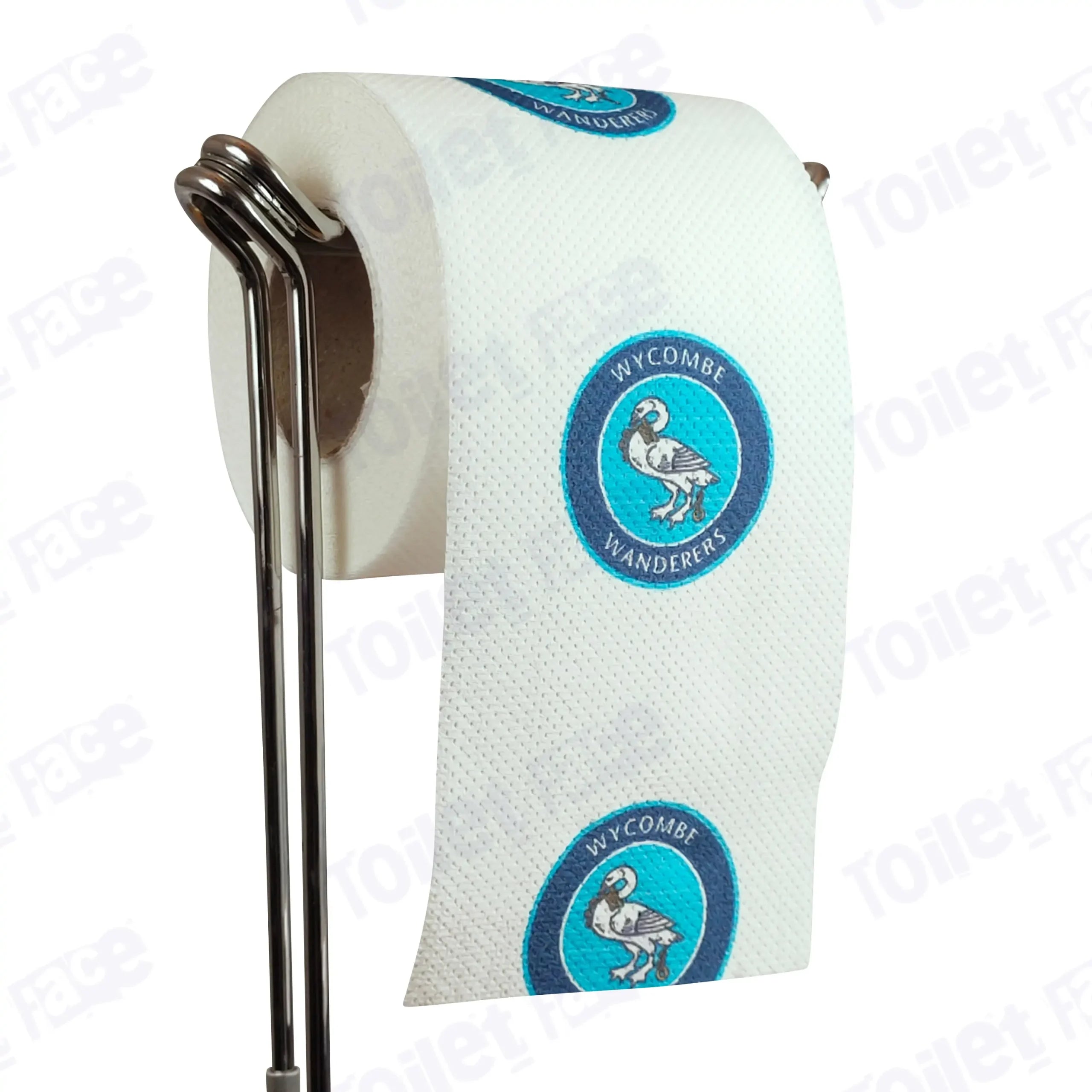 Wycombe Wanderers Novelty Toilet Paper Product Image On A Stand|Wycombe Wanderers Novelty Toilet Paper Product Image On It's Side|||||||||||||||